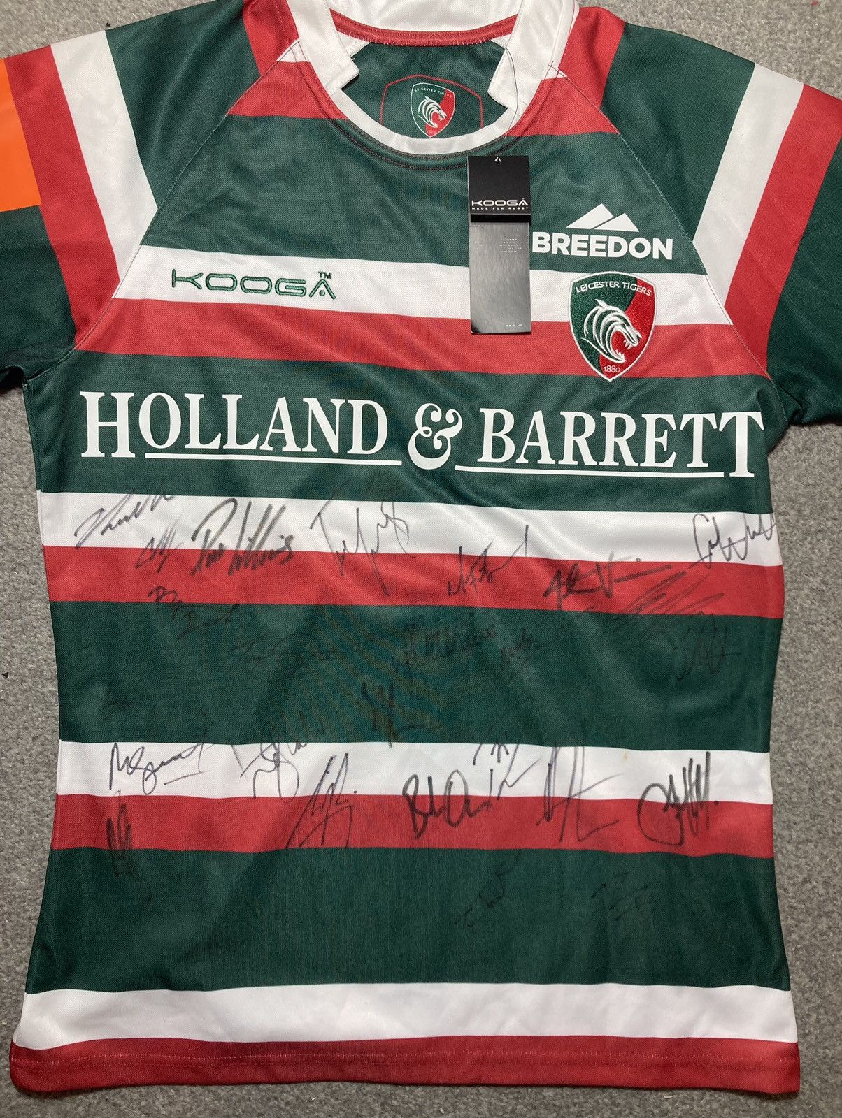 image of Soccer Jersey Autograph All Team Leicester Tigers Home Union Rugby Jersey in White (Size Medium)