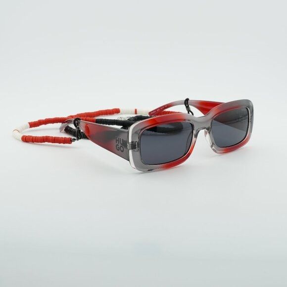 Hugo HUGO HG 1281/S 0268 IR Sunglasses Grey and Red Rectangle Size ONE SIZE - 1 Thumbnail