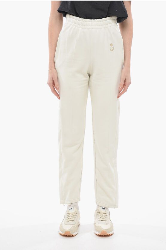 image of Isabel Marant Brushed Cotton Inayaki Pants With Side Zip in White, Women's (Size 27)