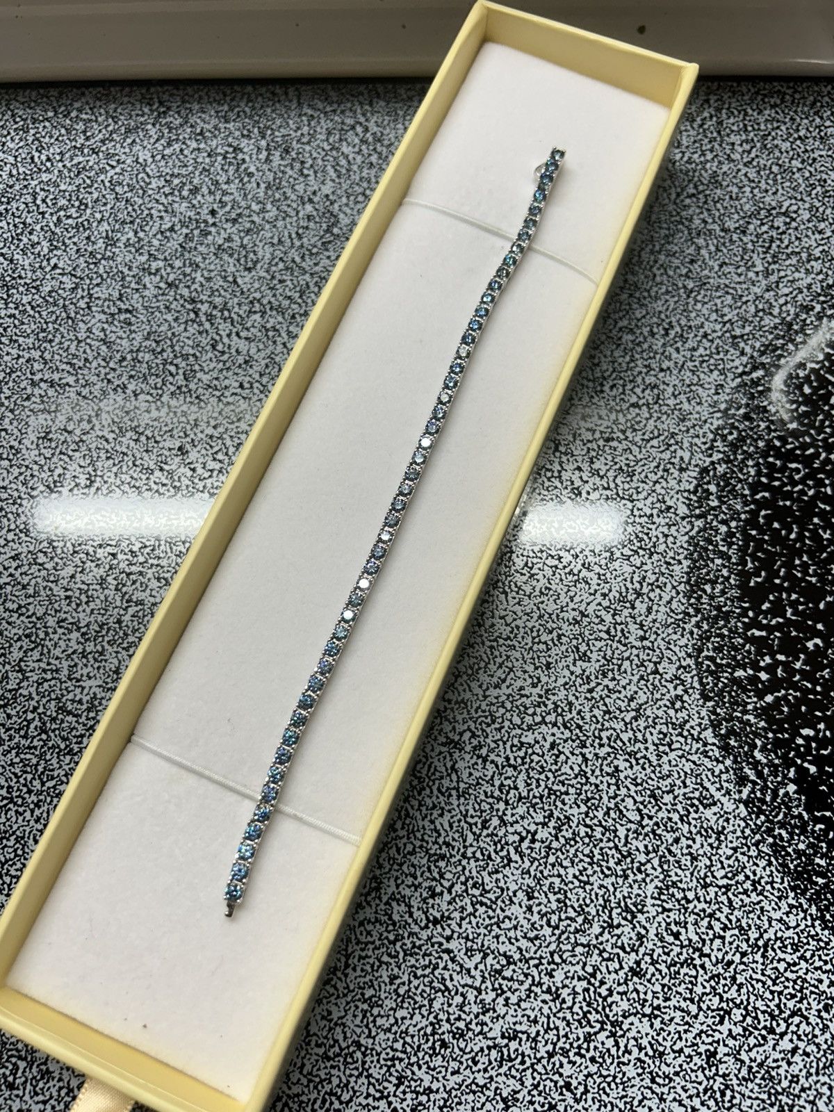Jewelry Tennis Bracelet Blue Moissanite Size ONE SIZE - 4 Thumbnail