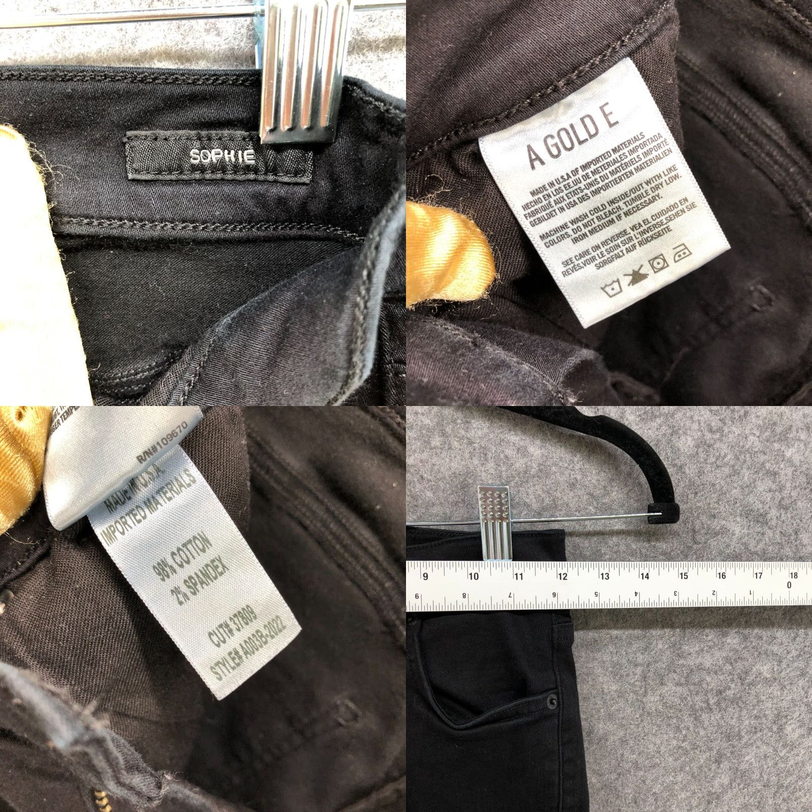 Agolde AGOLDE Sophie Black Jeans Size 26 Distressed High Waisted Womens Skinny Slim Denim 5-Pocket Zip Fly Vintage? (if null) Size 26" / US 2 / IT 38 - 8 Thumbnail