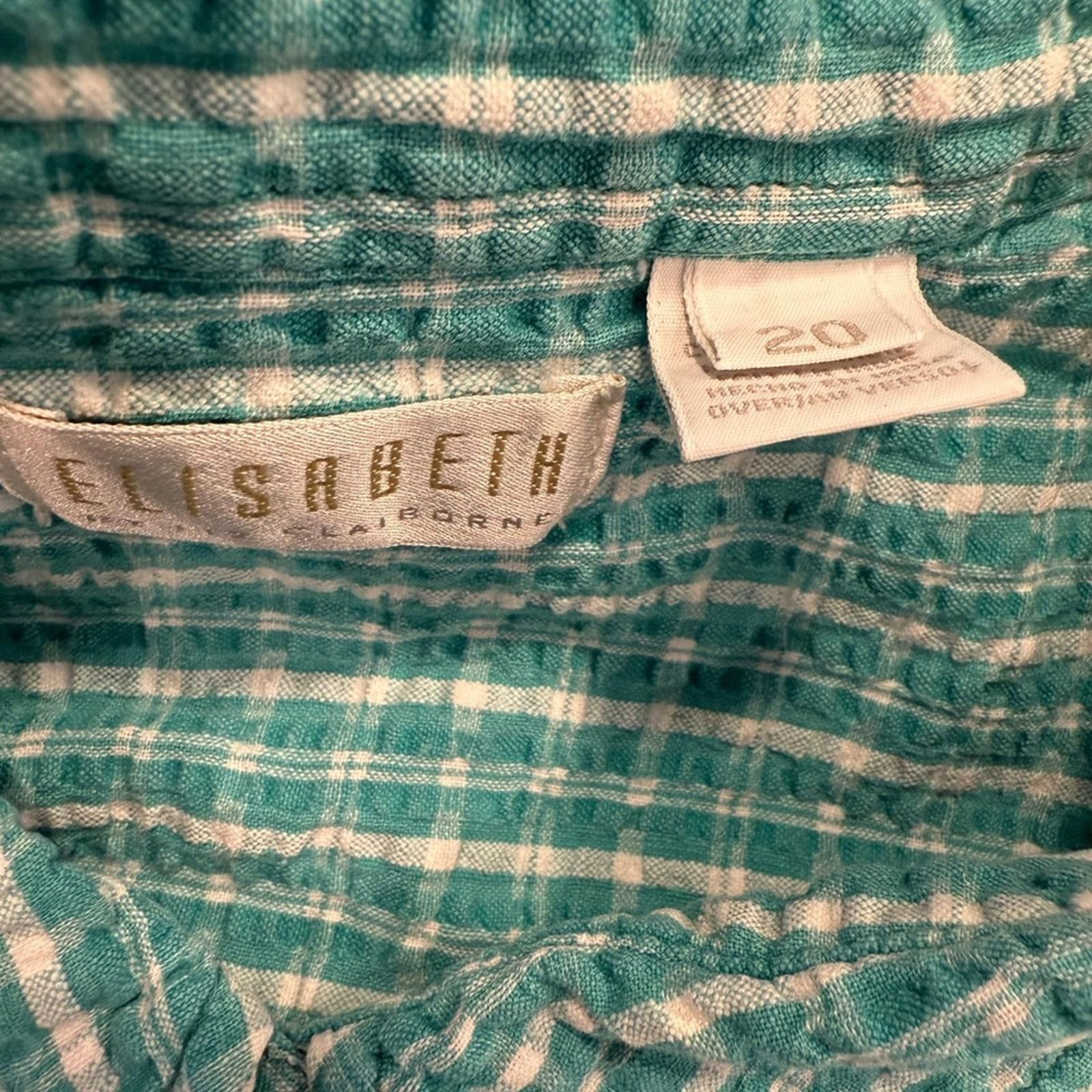 Other Elisabeth plaid button up teal white short sleeve cotton 20 Size 3XL / US 20-22 - 9 Thumbnail