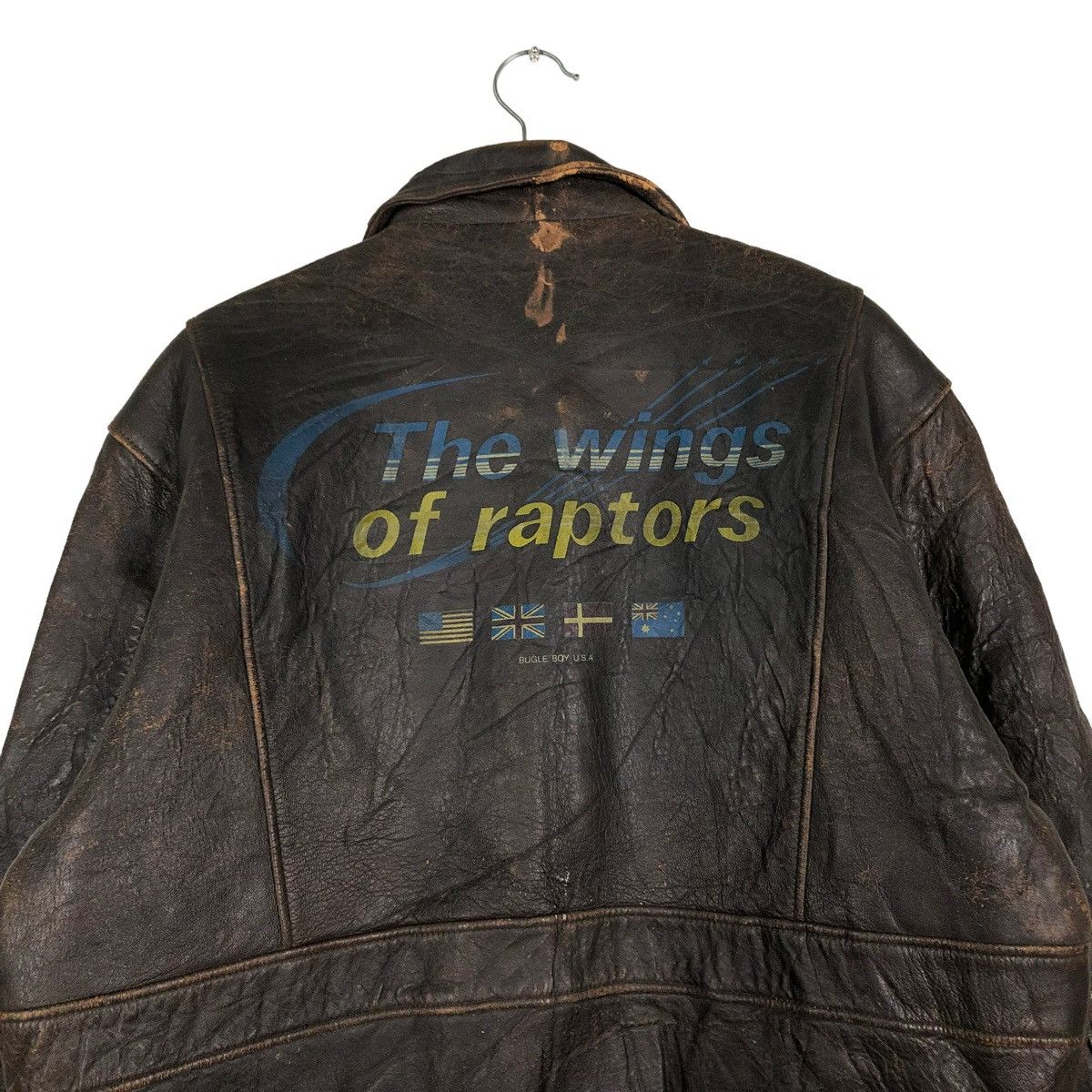 Vintage 🔥VINTAGE FLY GENUINE LEATHER JACKET BUGLE BIG LOGO Size US L / EU 52-54 / 3 - 11 Thumbnail