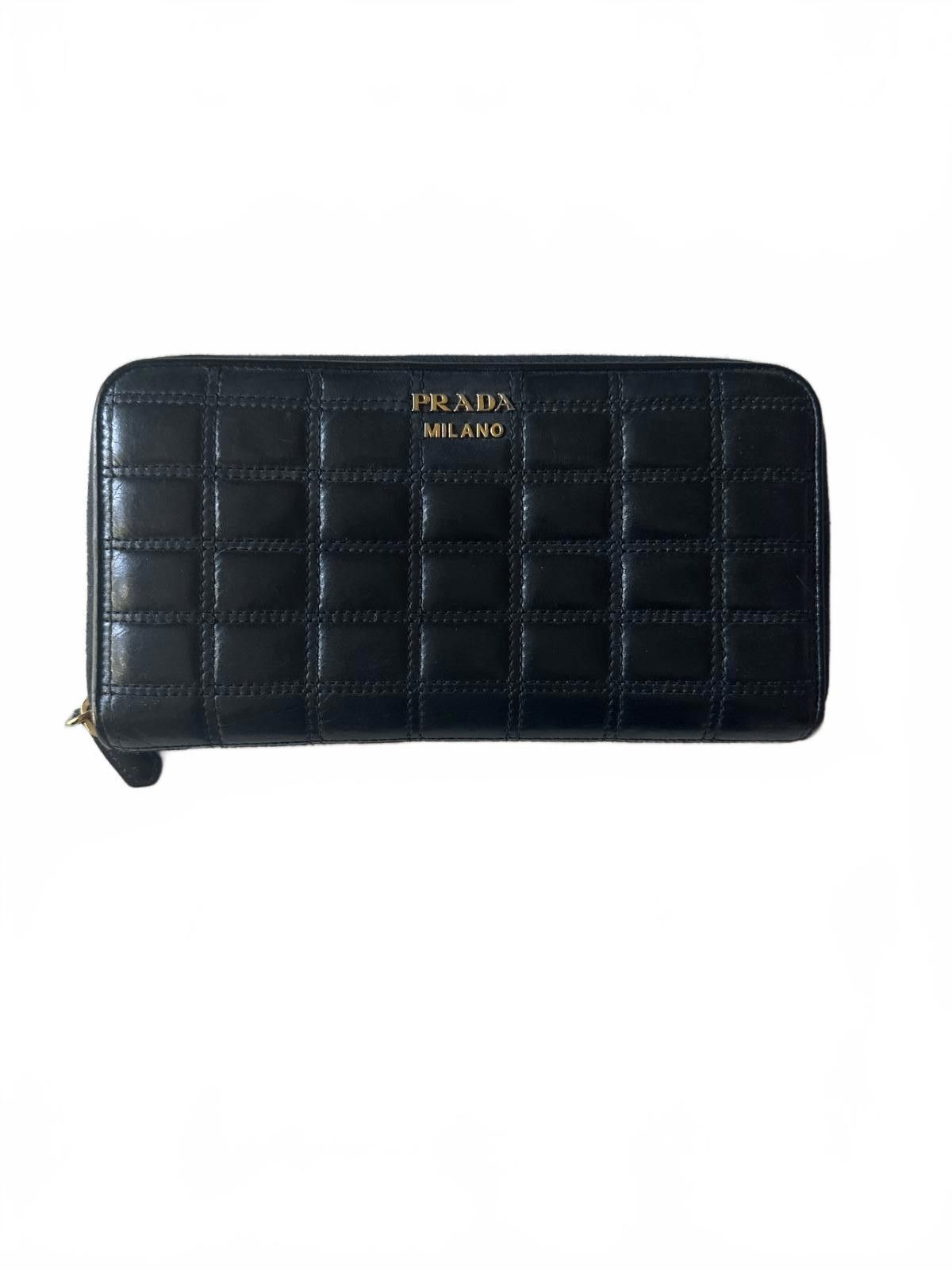 Prada Milano Navy Quilted Leather Zip-Around Wallet