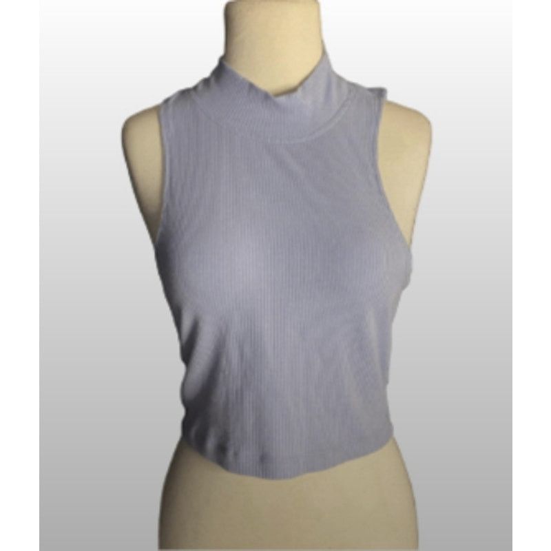 Aeropostale Aeropostale Ribbed Mock Neck Lavender Crop Tank Top Size L Size L / US 10 / IT 46 - 2 Thumbnail