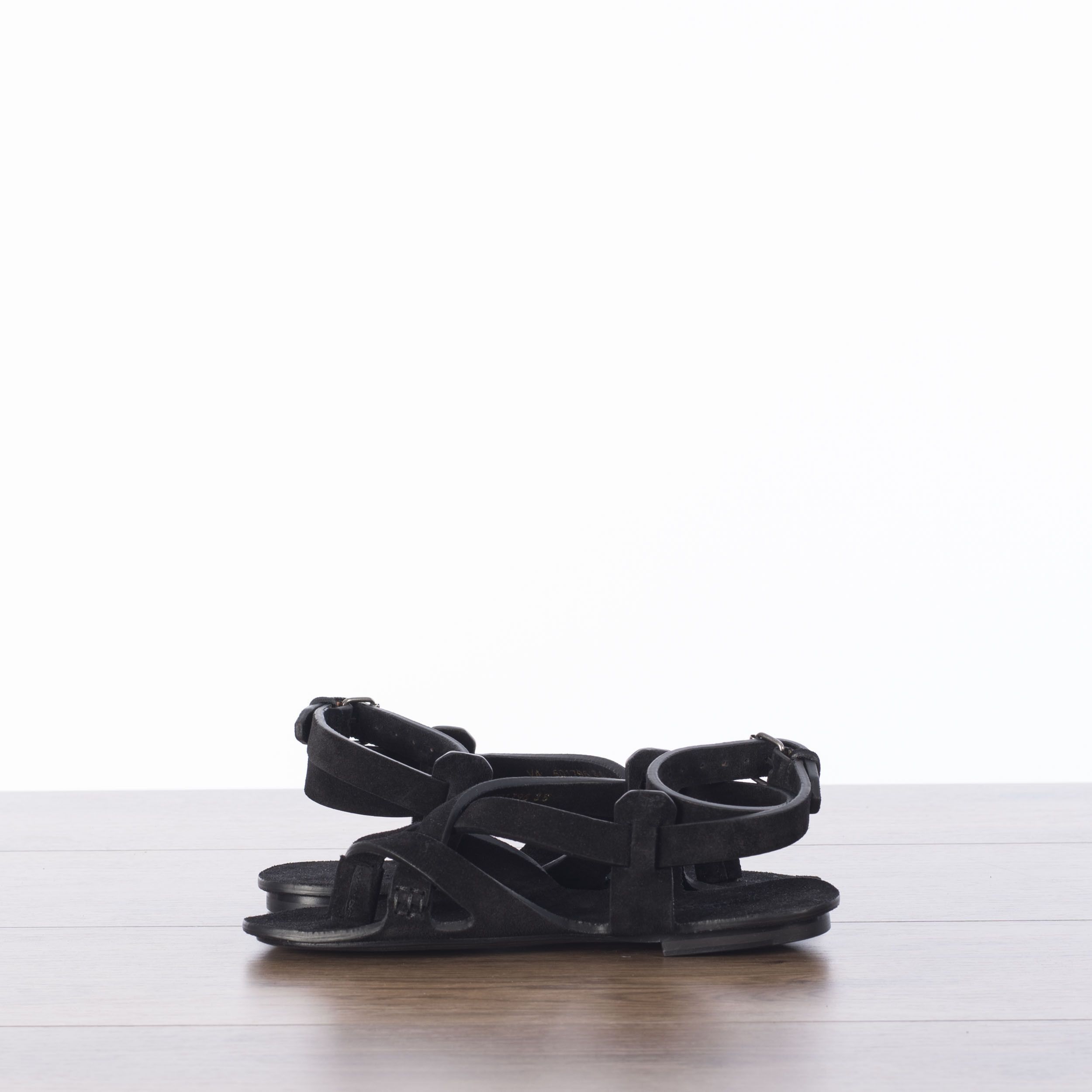 Saint Laurent Paris Culver Flat Buckle Sandals In Black Suede Size US 6 / IT 36 - 9 Thumbnail