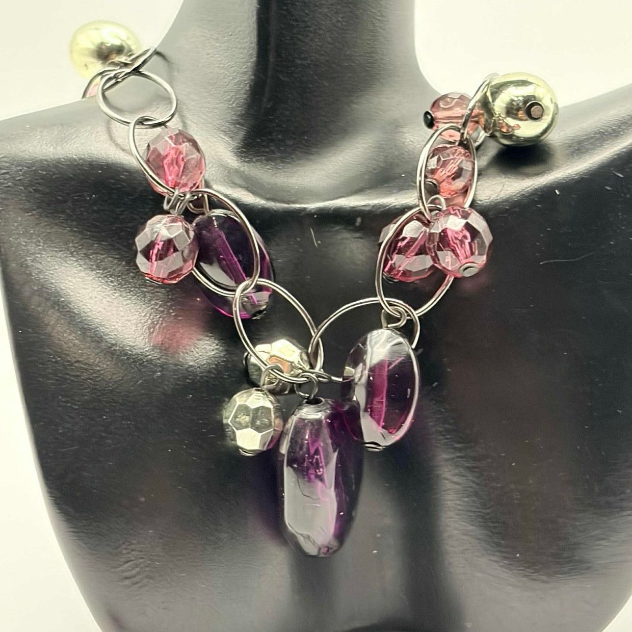 Other Purple & Silver Crystal Necklace Size ONE SIZE - 2 Thumbnail