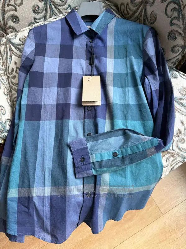 Burberry Burberry Blue Cotton Check Long Sleeve Shirt. Size XS / US 0-2 / IT 36-38 - 3 Thumbnail