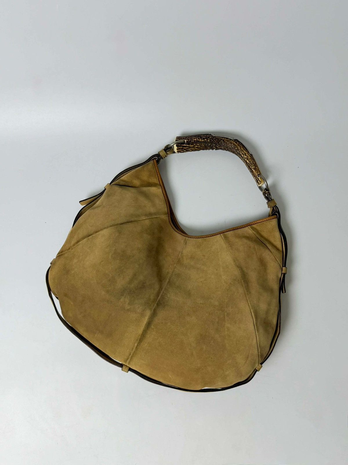 Saint Laurent Paris Yves Saint Laurent Taupe Suede Mombasa Hobo Bag Size ONE SIZE - 2 Thumbnail