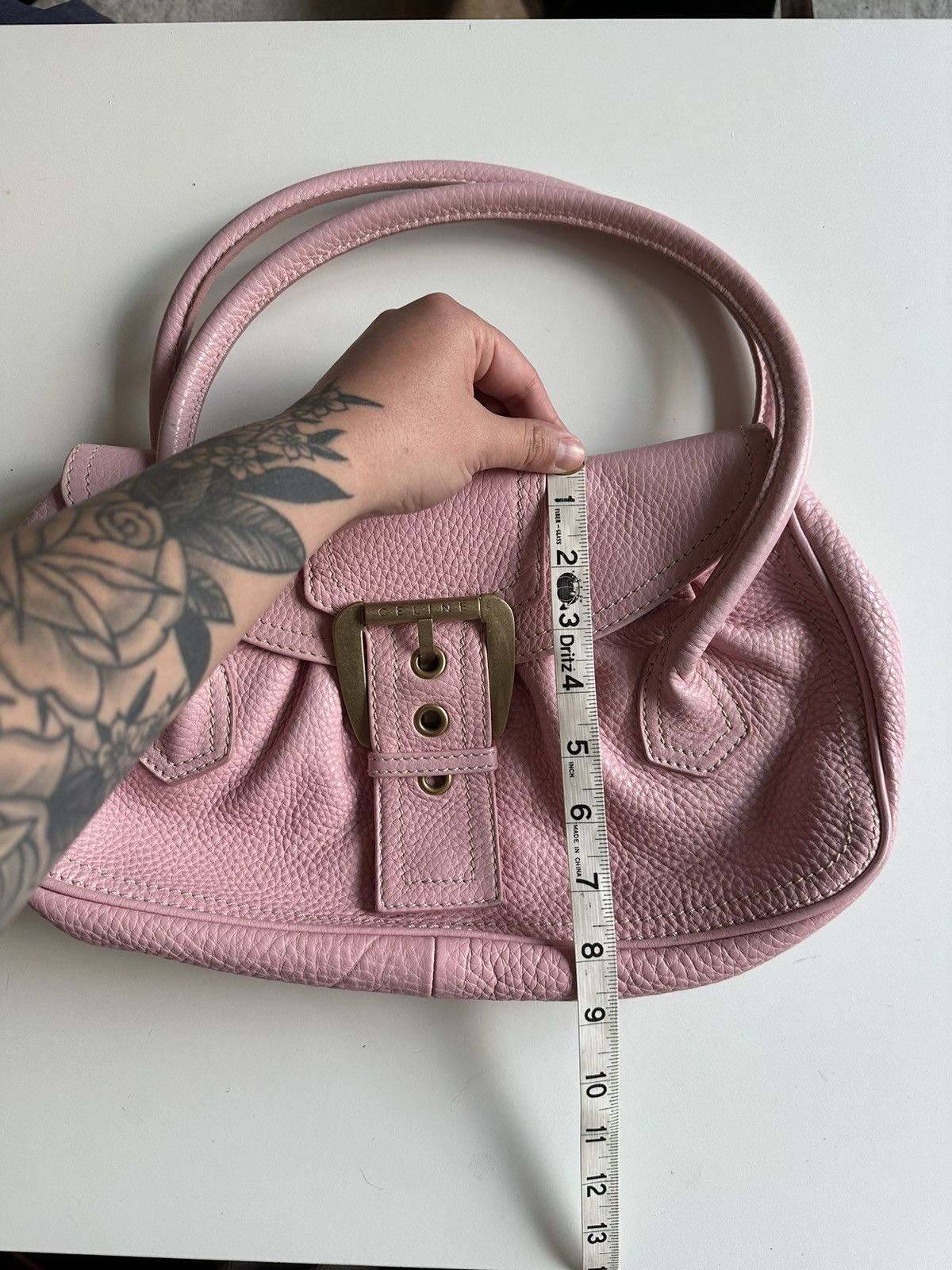 Celine Vintage Celine Y2K Bubblegum Pink Leather Buckle Shoulder Size ONE SIZE - 3 Thumbnail