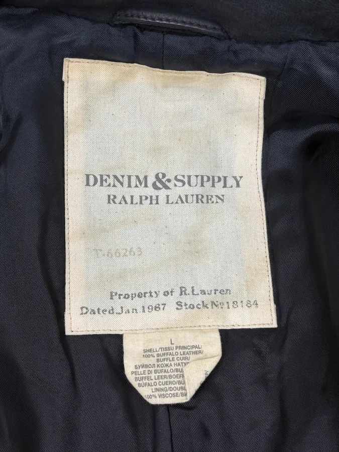 Polo Ralph Lauren 2010s Ralph Lauren Black Buffalo Leather American Flag Biker Jacket Size US M / EU 48-50 / 2 - 12 Thumbnail