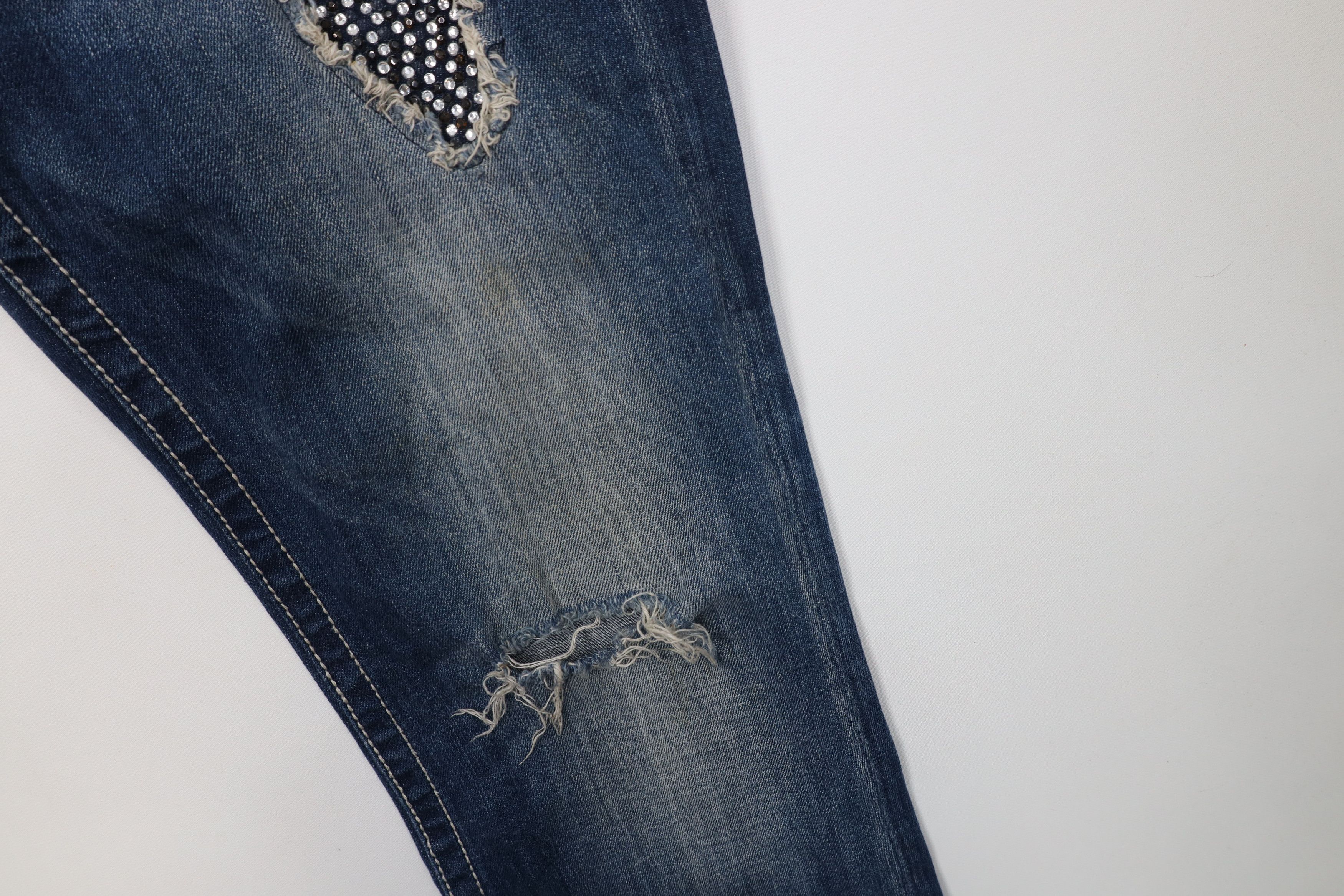 Miss Me Miss Me Rhinestone Thick Stitch Easy Boot Cut Flared Jeans Size 30" / US 8 / IT 44 - 6 Thumbnail
