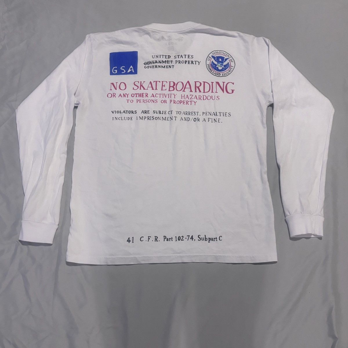 Tom Sachs Tom Sachs White Cotton No Skateboarding Long Sleeve T