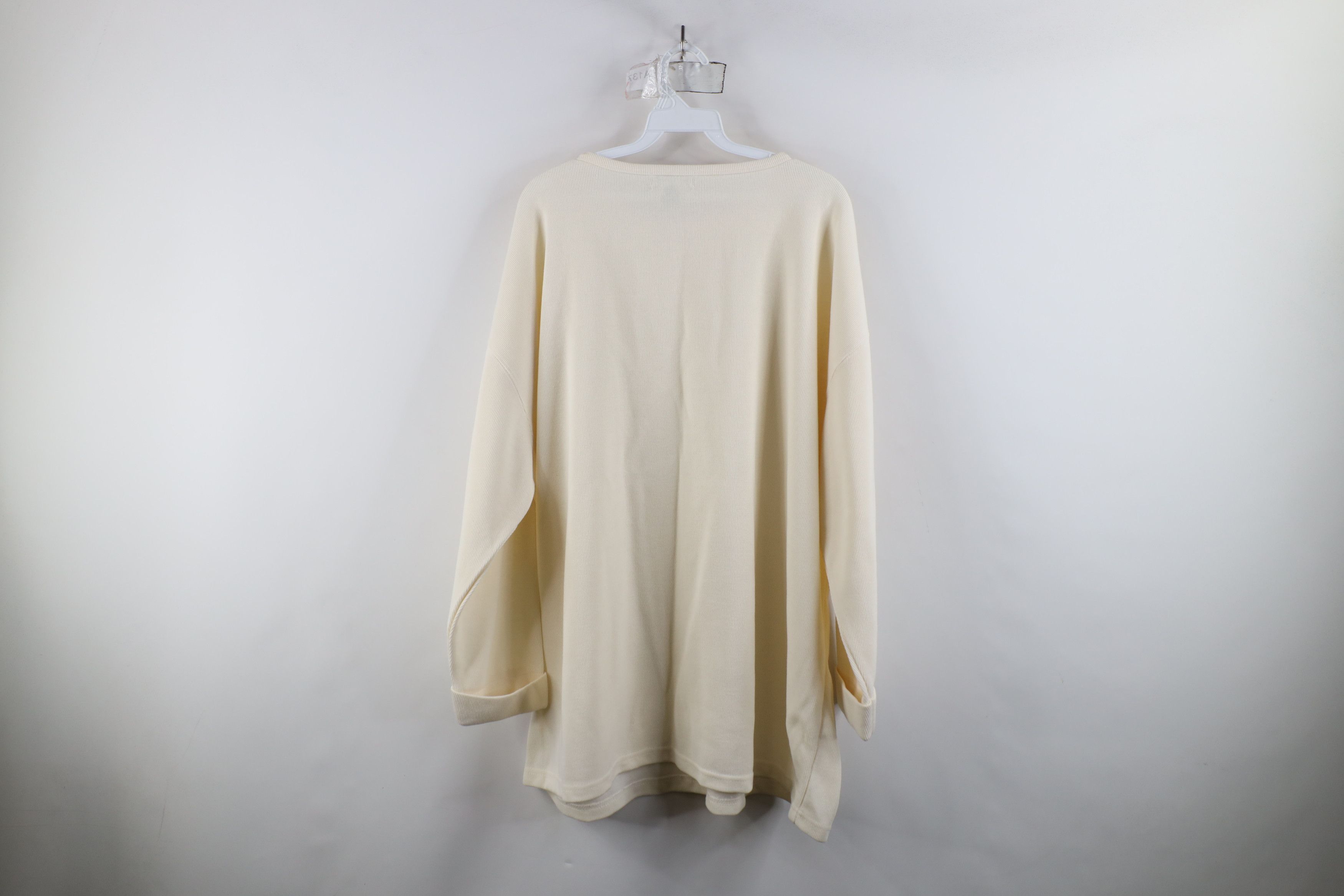 Express × Vintage Vintage 90s Express Ribbed Knit 3/4 Sleeve T-Shirt Cream Size XL / US 12-14 / IT 48-50 - 9 Thumbnail