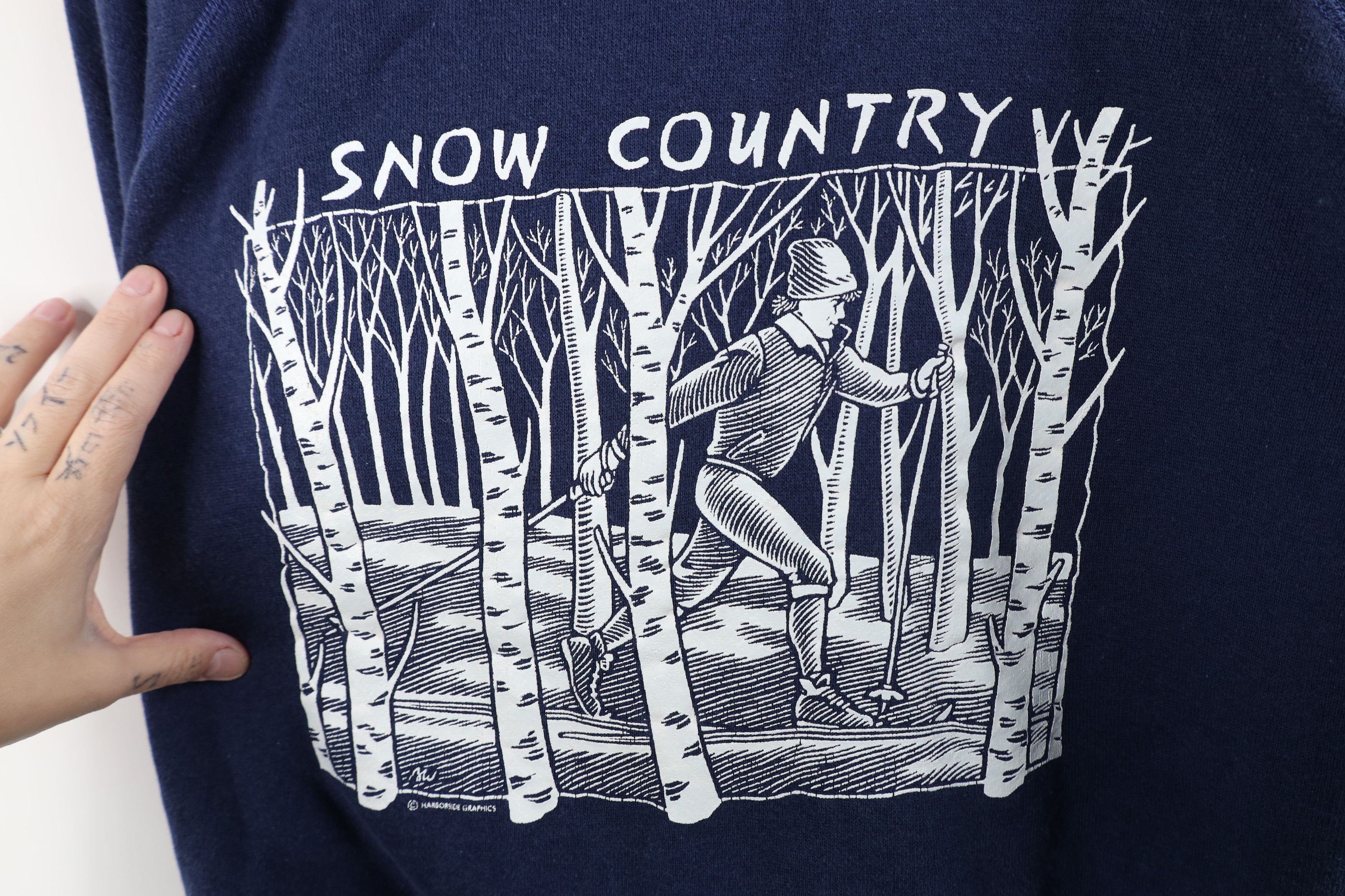 Vintage Vintage 80s Spell Snow Country Skiing Sweatshirt Blue USA Size L / US 10 / IT 46 - 5 Thumbnail