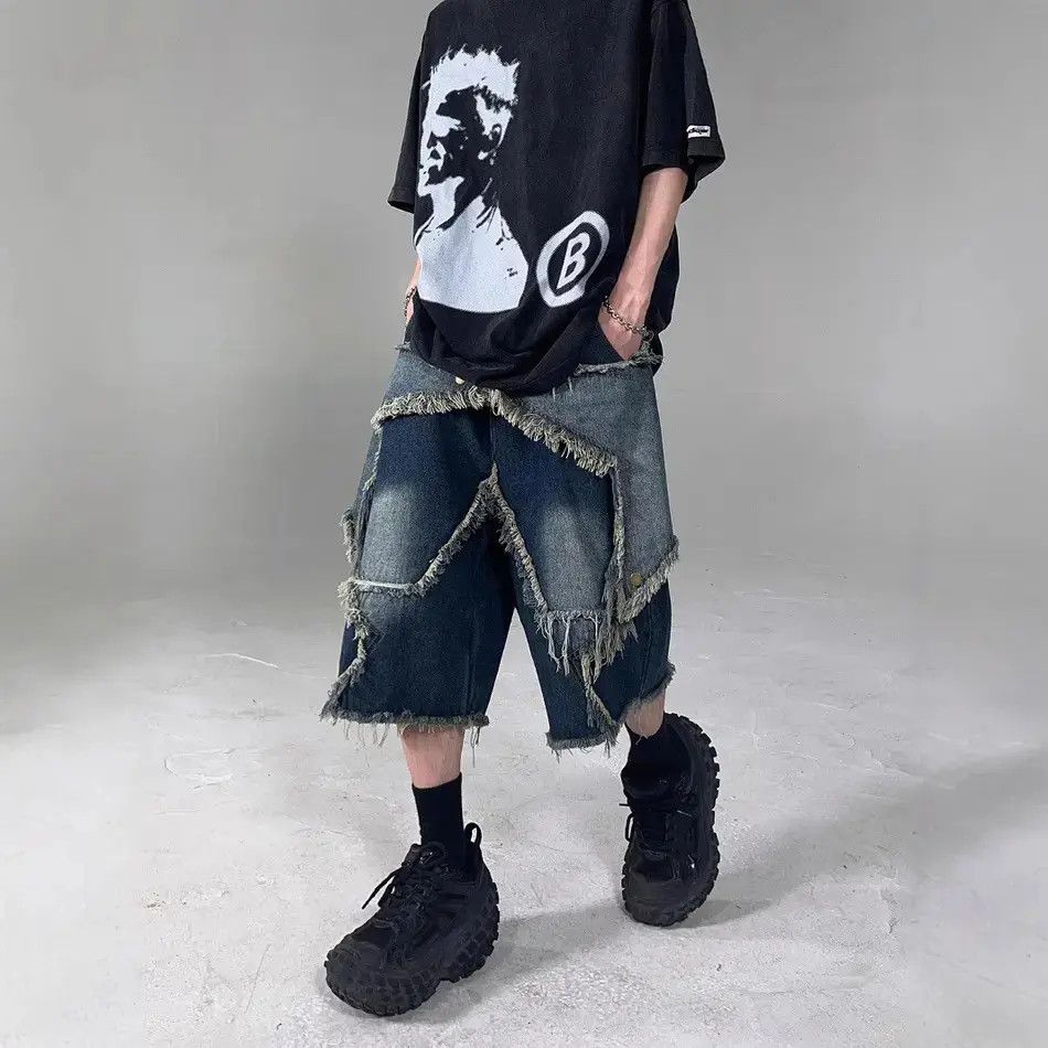 Japanese Brand Retro loose casual fringed denim shorts Size US 32 / EU 48 - 5 Thumbnail