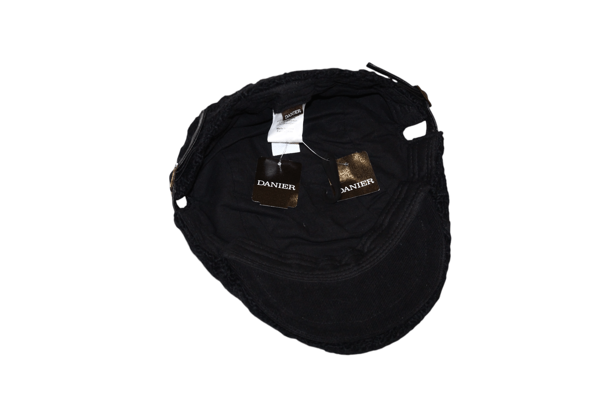 Danier Danier Black Noir Wool Blend Chunky Crochet Knit Flat Cap Size ONE SIZE - 4 Thumbnail