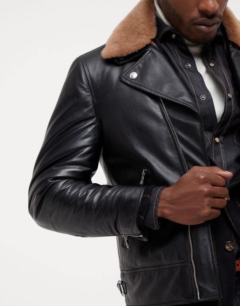 Brunello Cucinelli o1w1db11225 Padded Leather Jacket in Black Size US S / EU 44-46 / 1 - 4 Thumbnail