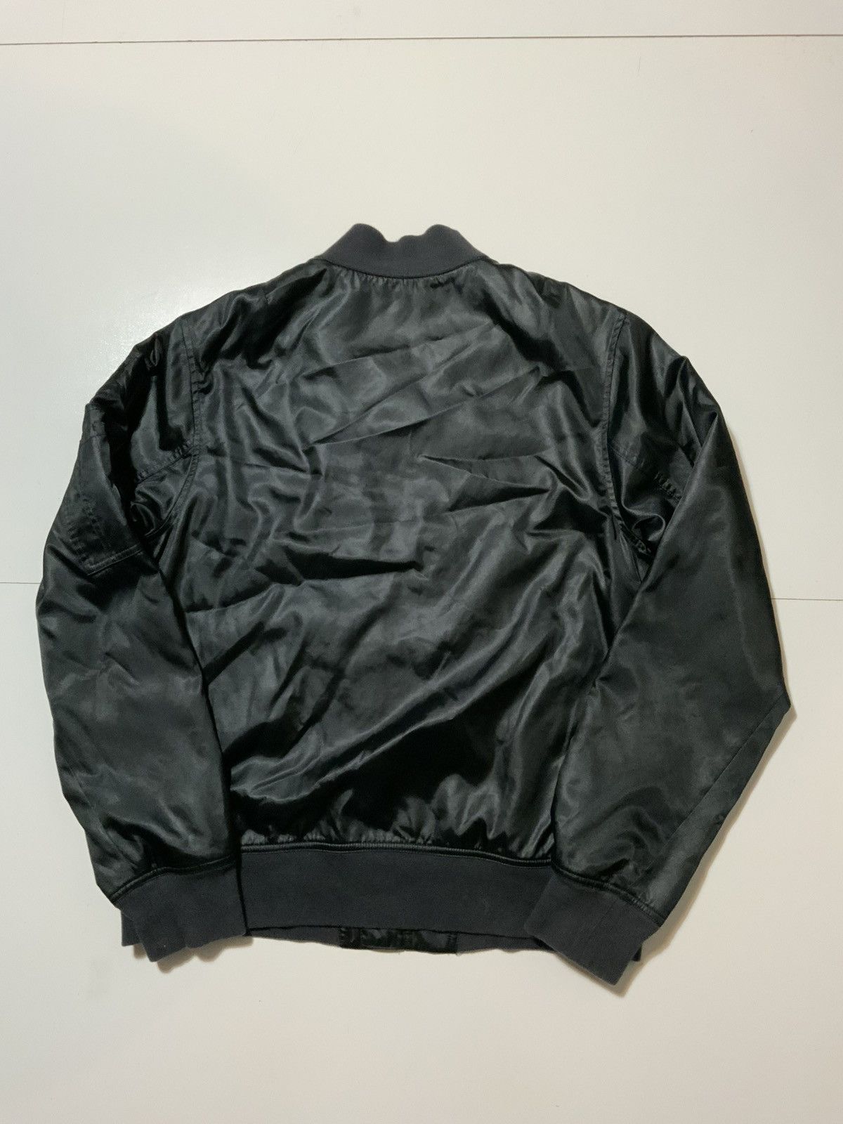 Jordan Brand Air Jordan Black Satin Retro Jumpman Logo Zip Bomber Jacket Size US L / EU 52-54 / 3 - 3 Thumbnail