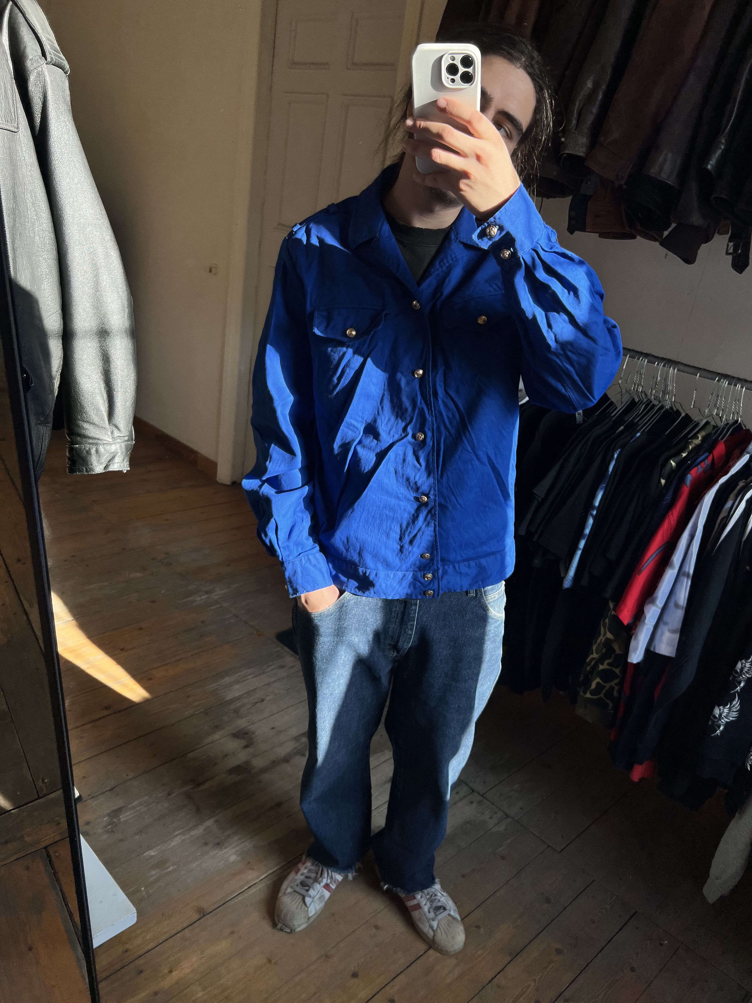 Other Retro 1960s 70s Indigo Button Sea Navy USA Shirt Jacket Size US XL / EU 56 / 4 - 6 Thumbnail