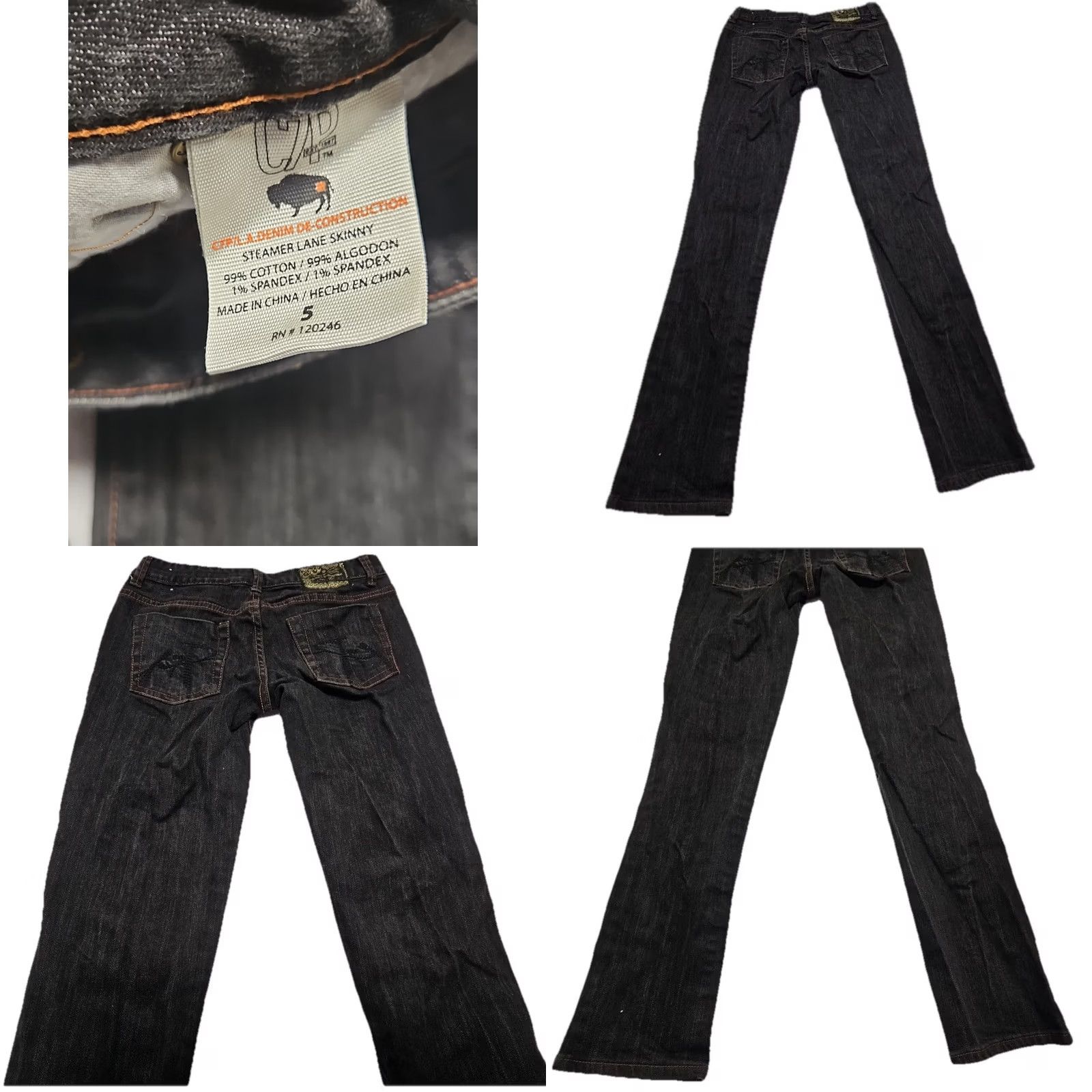 Vintage VINTAGE Chip & Pepper Steamer Lane Skinny Jeans Womens Size 5 Black Stretch Low Rise Denim Cotton Blend Zip Jeans Womens Black Skinny Y2K Vintage Size 27" / US 4 / IT 40 - 8 Thumbnail