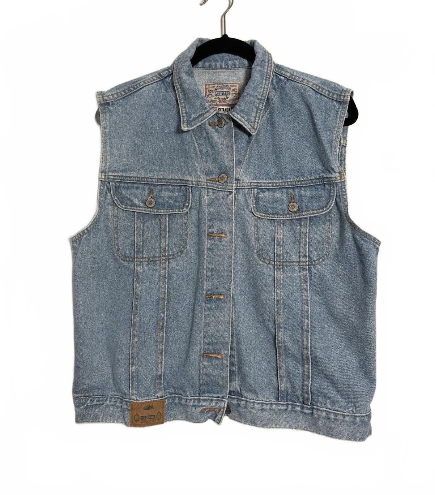 Other Vintage 80s Gitano Light Wash Denim Vest Sleeveless Jacket Size L / US 10 / IT 46 - 1 Thumbnail