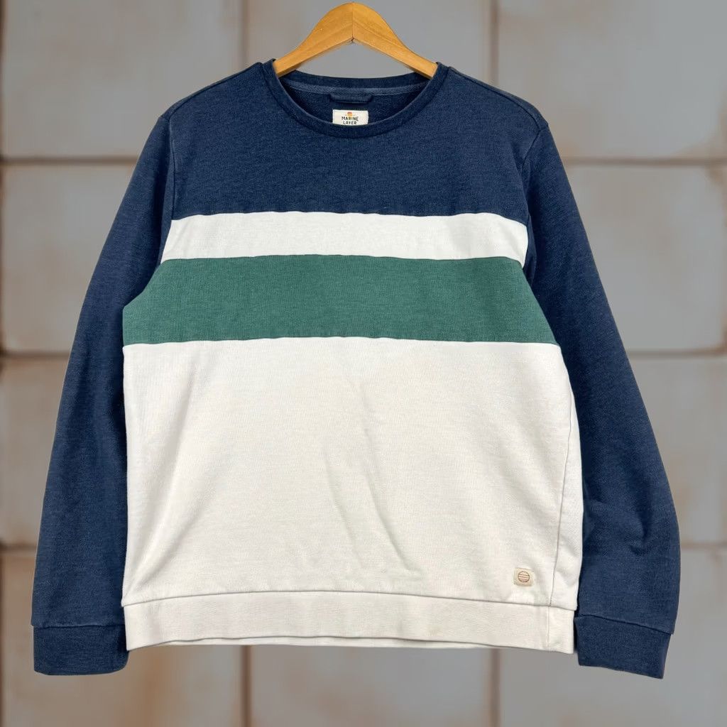 Marine Layer Marine Layer Mens Large Striped Long Sleeve Pullover Crew Neck Sweatshirt Size US L / EU 52-54 / 3 - 1 Thumbnail
