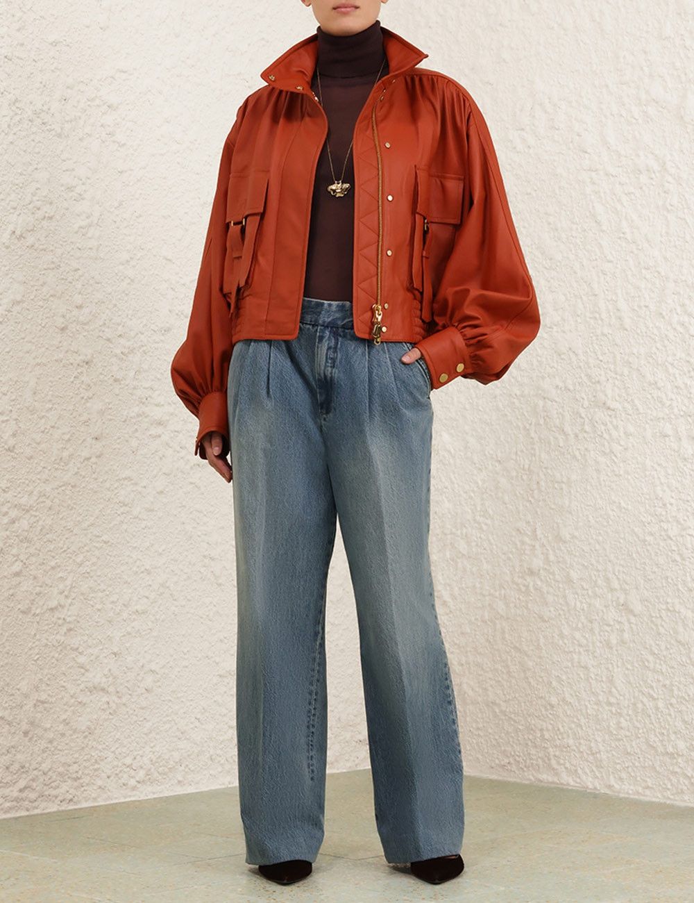 Zimmermann oc11z0725 Illustration Leather Jacket in Red Size S / US 4 / IT 40 - 7 Thumbnail