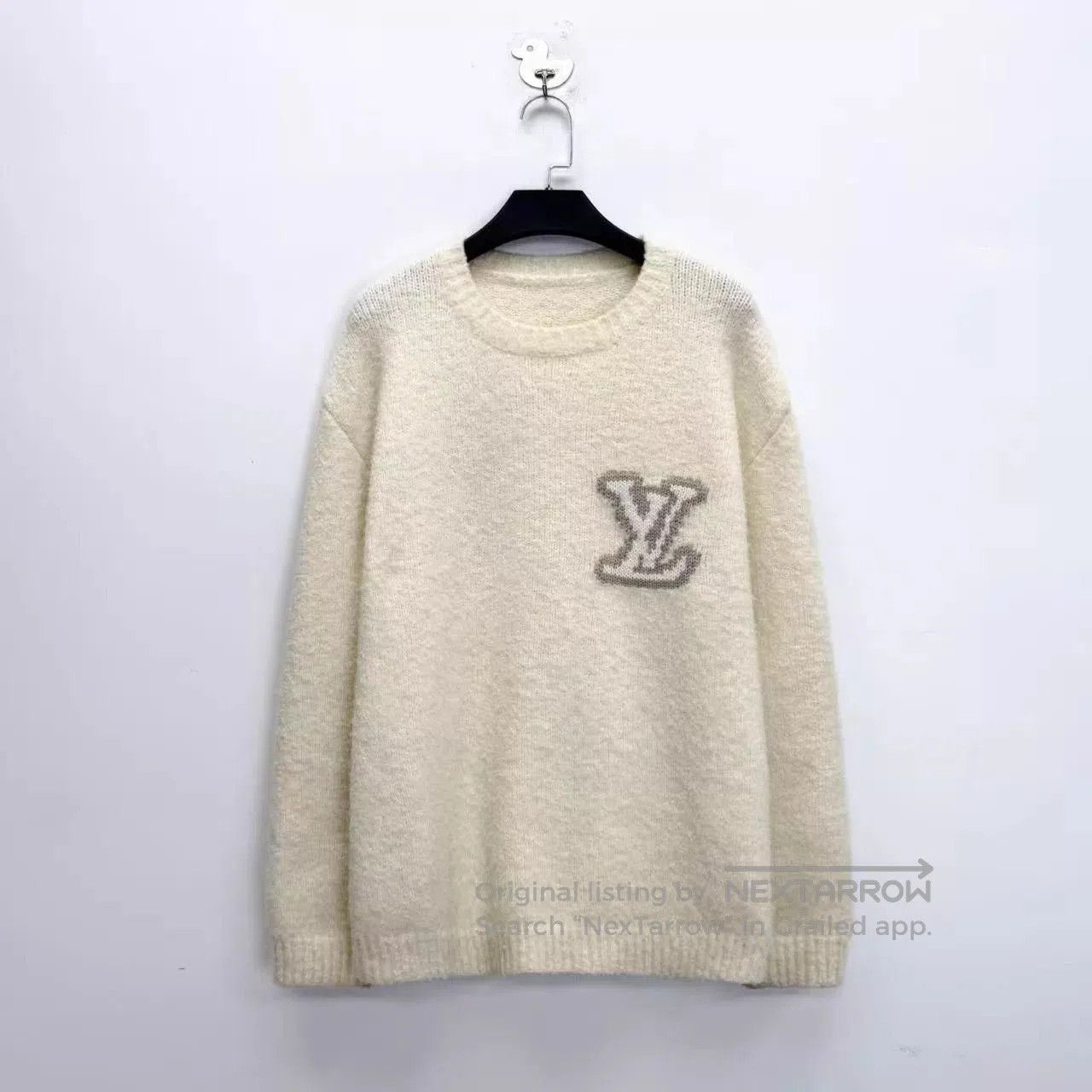 Louis Vuitton Beige Oversized Sweater with Logo - XL. Size US XL / EU 56 / 4 - 1 Thumbnail