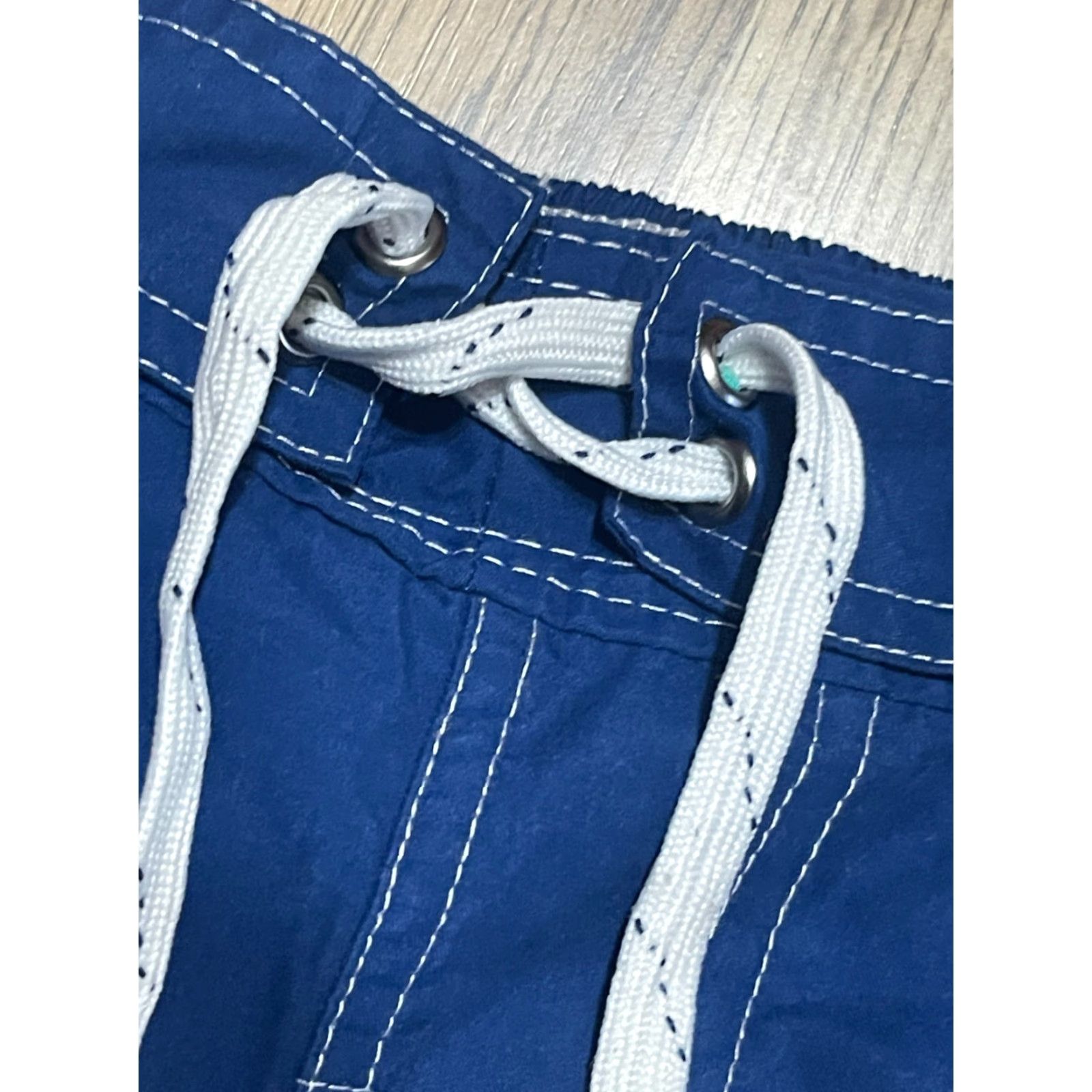 Vintage St. John's Bay Shorts Men's Medium Blue Swim Trunks Tie Waist, Bottom, Regular, Solid, M, Blue, Modern, Swim Bottom Style Trunks, St. John's Bay, Mens Size US 31 - 5 Thumbnail