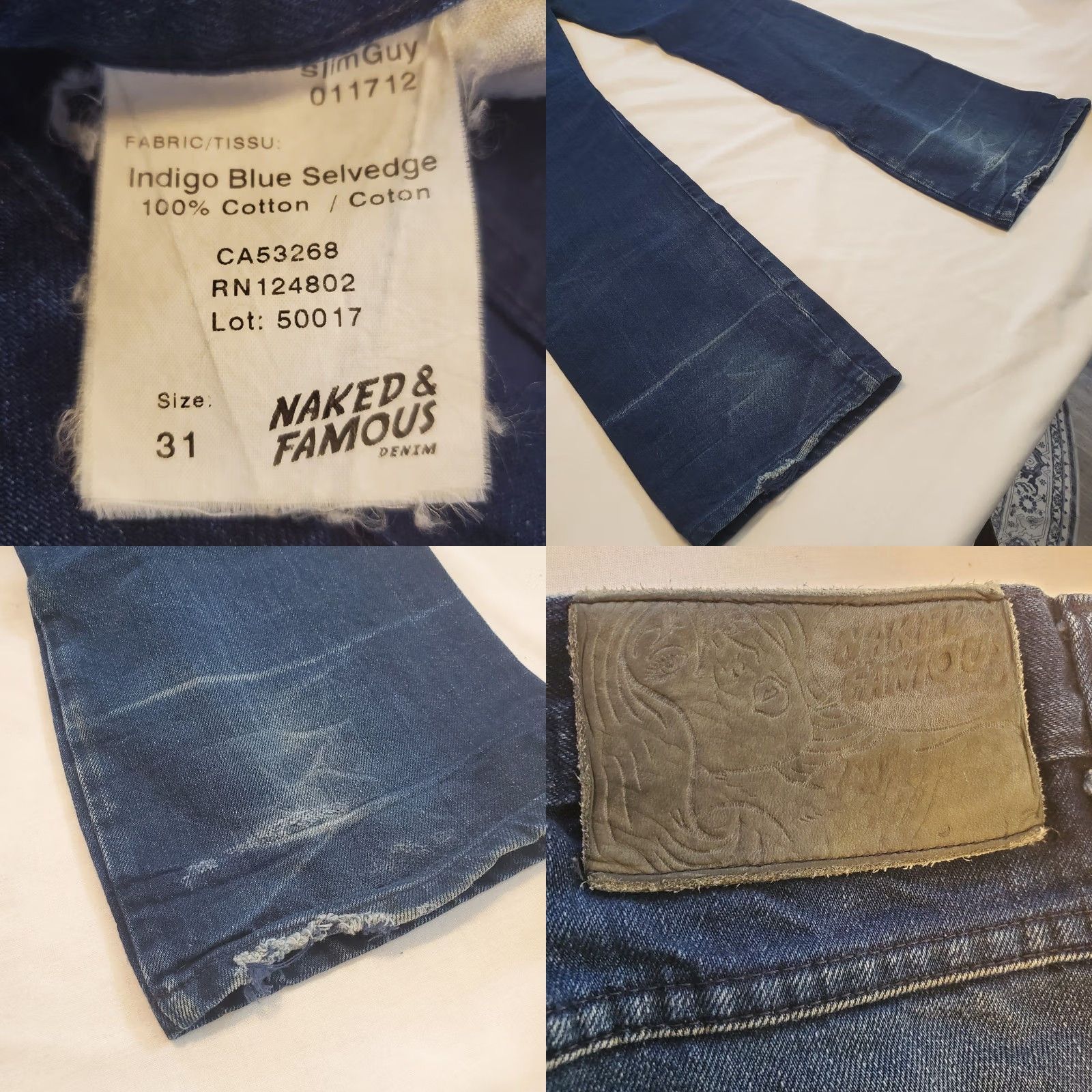 Vintage Naked & Famous Jeans Mens 30 Blue Men 30x32 Japnese Selvedge Raw Denim Skinny Guy Indigo Size US 30 / EU 46 - 9 Thumbnail