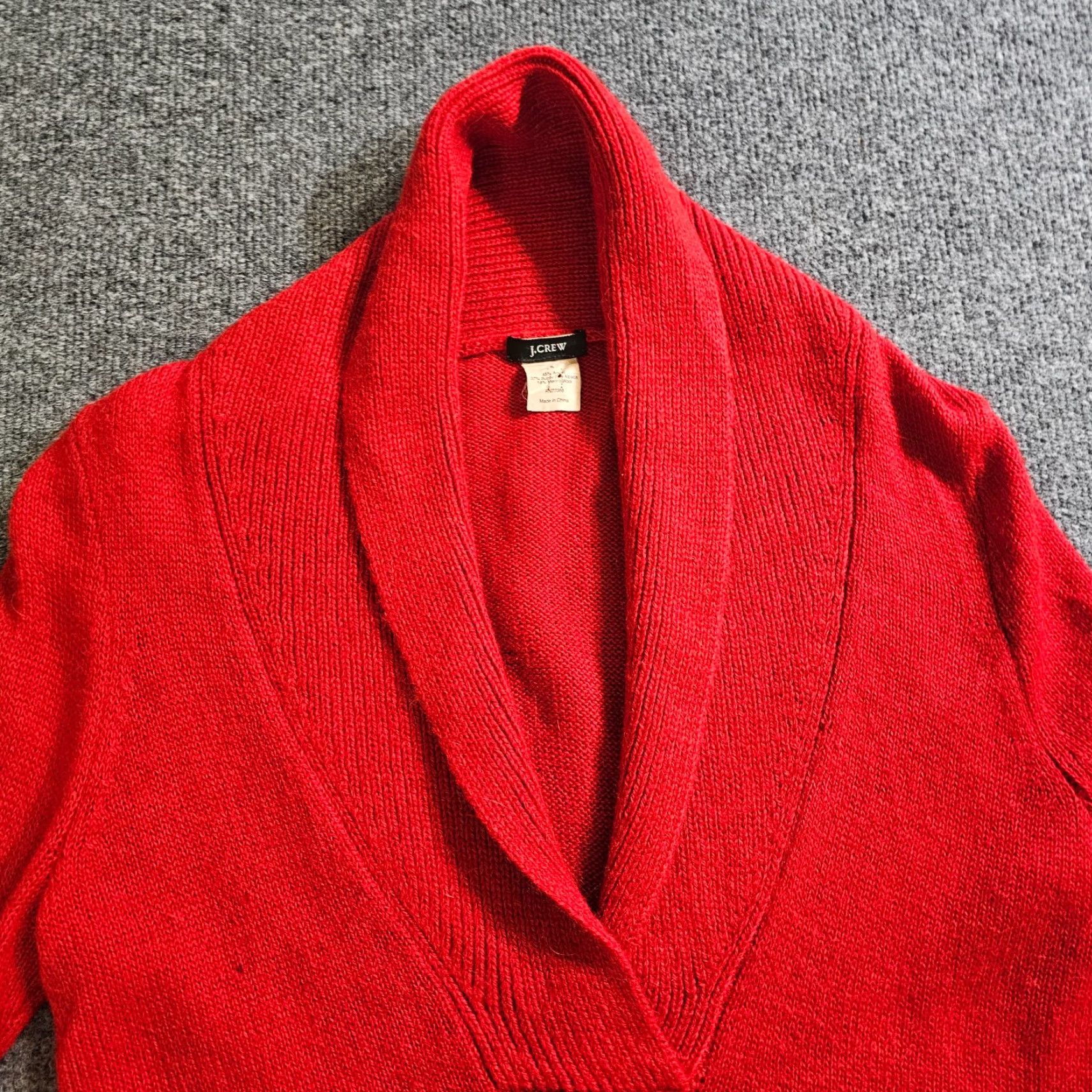 J.Crew J.CREW Sweater Top Womens Small Red Alpaca Wool Shawl Collar Long Sleeve Casual Size S / US 4 / IT 40 - 2 Thumbnail