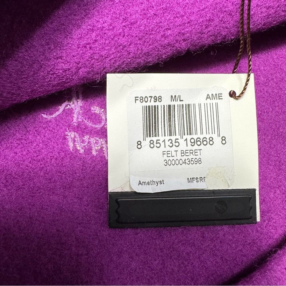 Coach NWT New Coach 100% Lambs Wool Amethyst Purple Beret Size M/ Size ONE SIZE - 6 Thumbnail