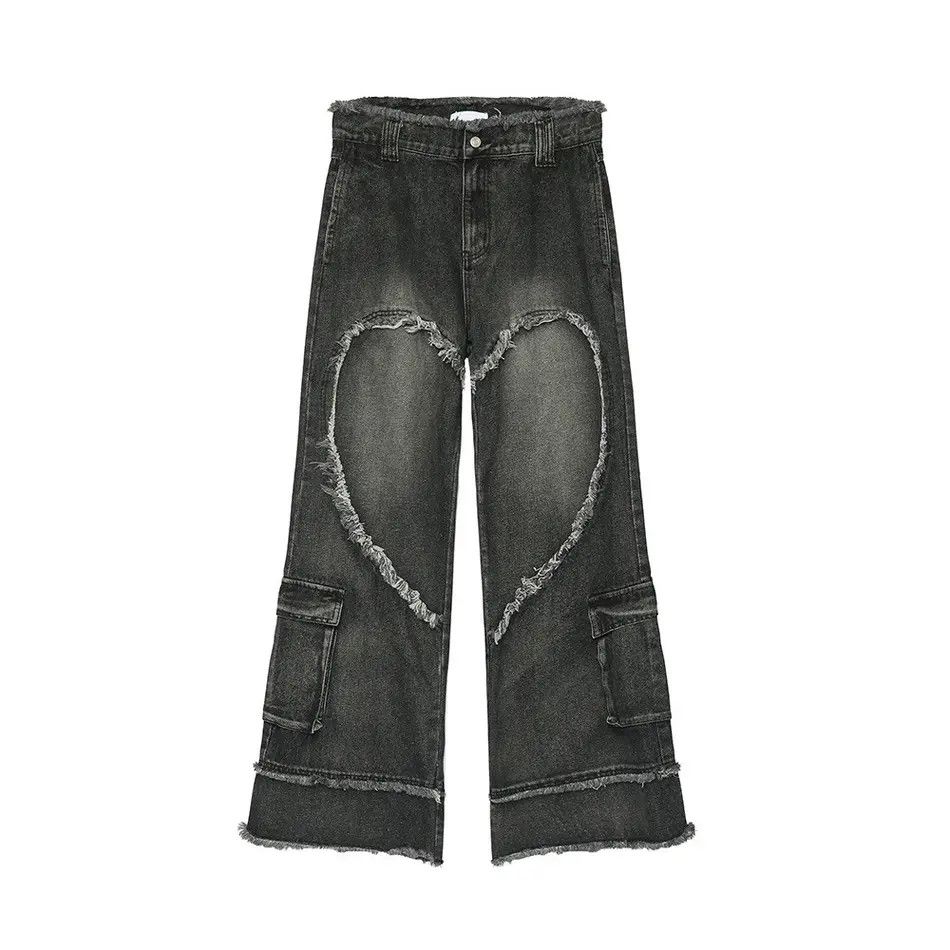 Japanese Brand Retro loose fringed patchwork jeans Size US 32 / EU 48 - 5 Thumbnail
