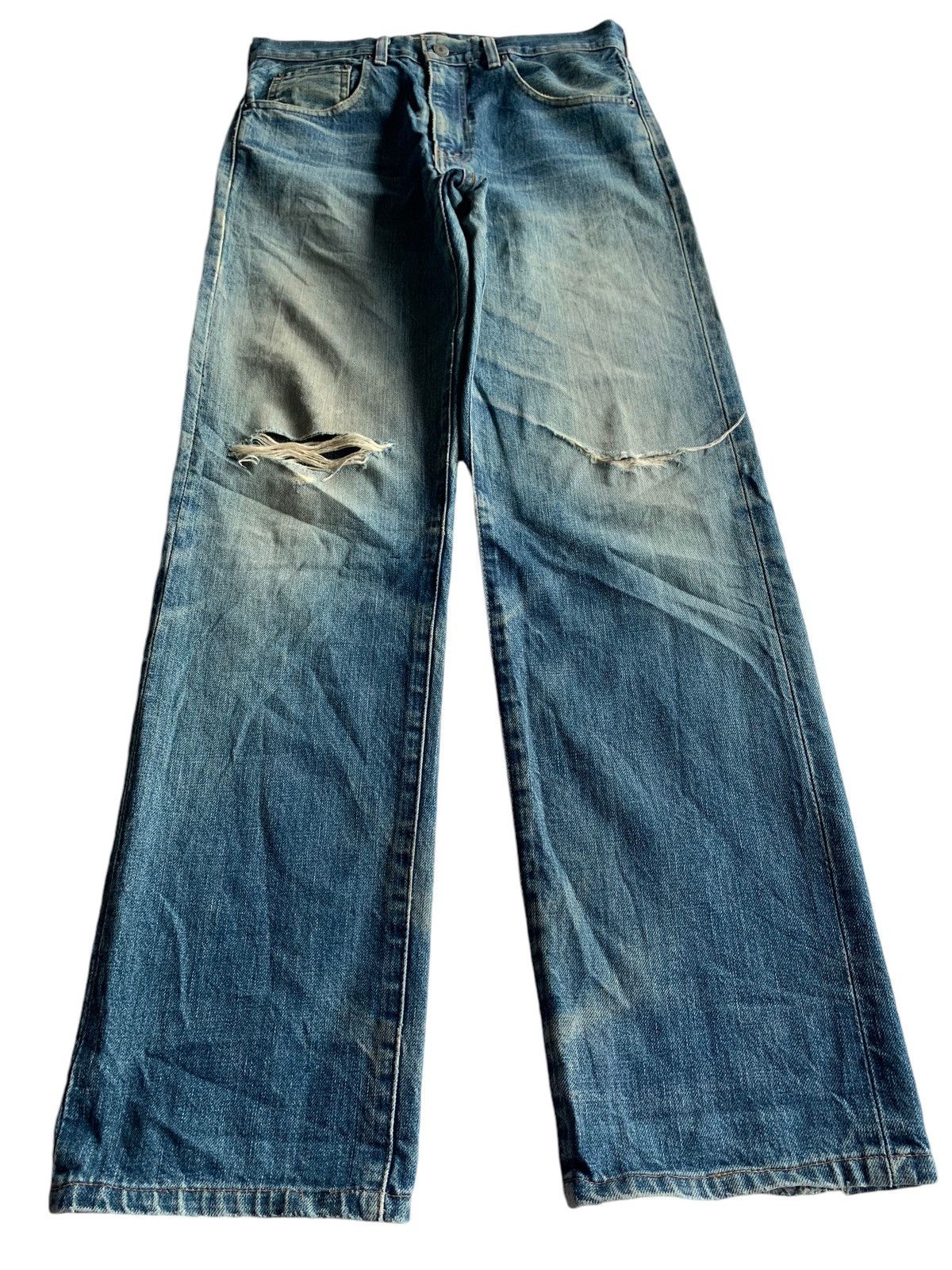 Vintage Levis Big E 502XX Selvedge Distressed Denim