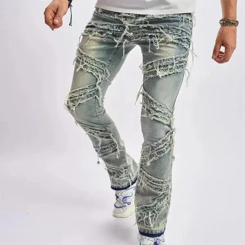 Japanese Brand Stylish Loose Ripped Patch Jeans Pant Size US 29 - 4 Thumbnail