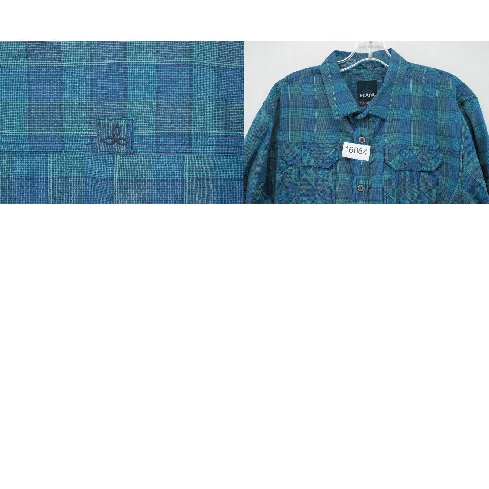 Prana prAna Shirt Men XL Blue Plaid Long Sleeve Button-Up Hiking Outdoors Roll Tab Size US XL / EU 56 / 4 - 8 Thumbnail
