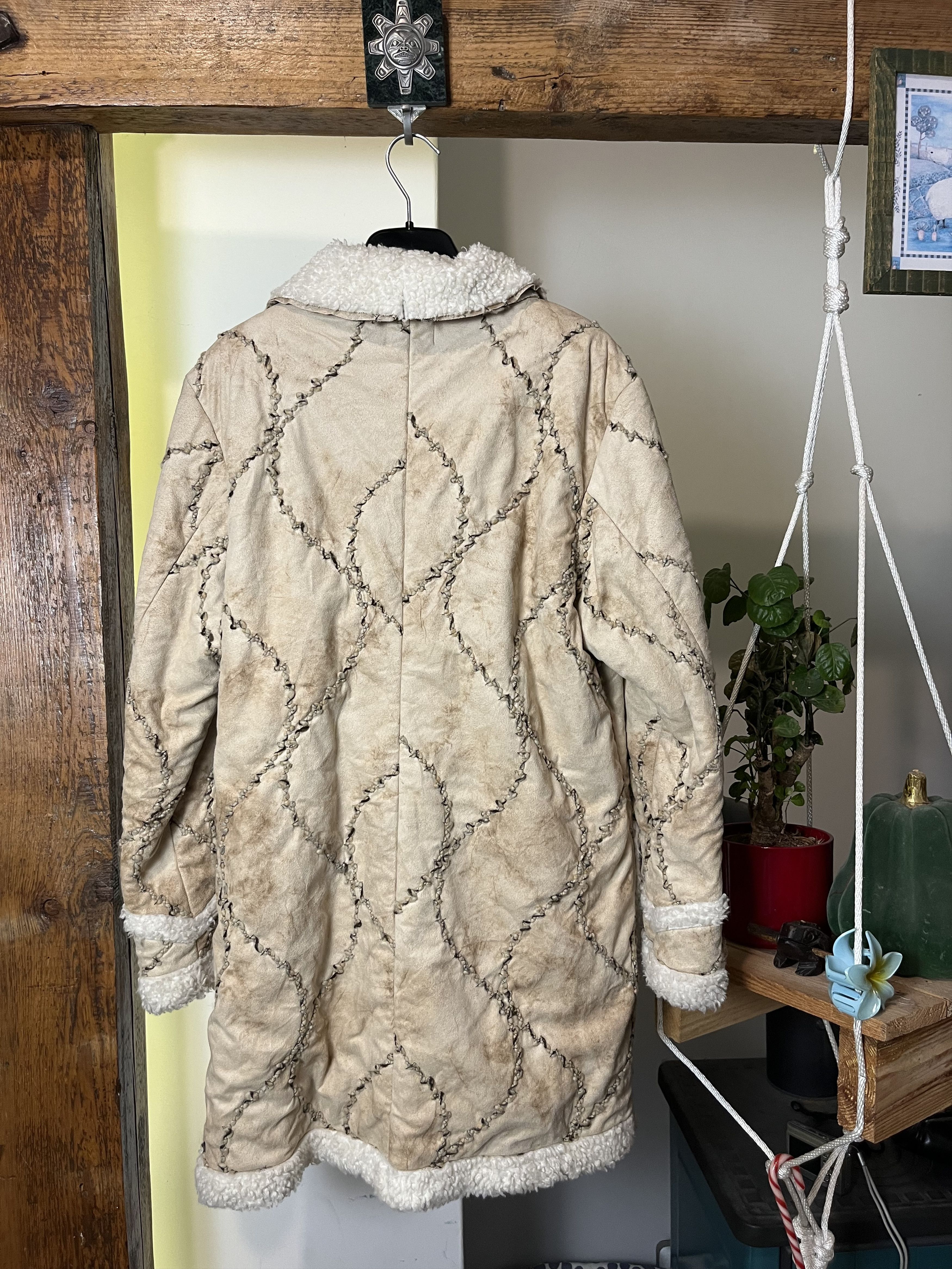 Other Vintage y2k Avant Garde Patchwork Sherpa Long Coat Size US M / EU 48-50 / 2 - 2 Thumbnail
