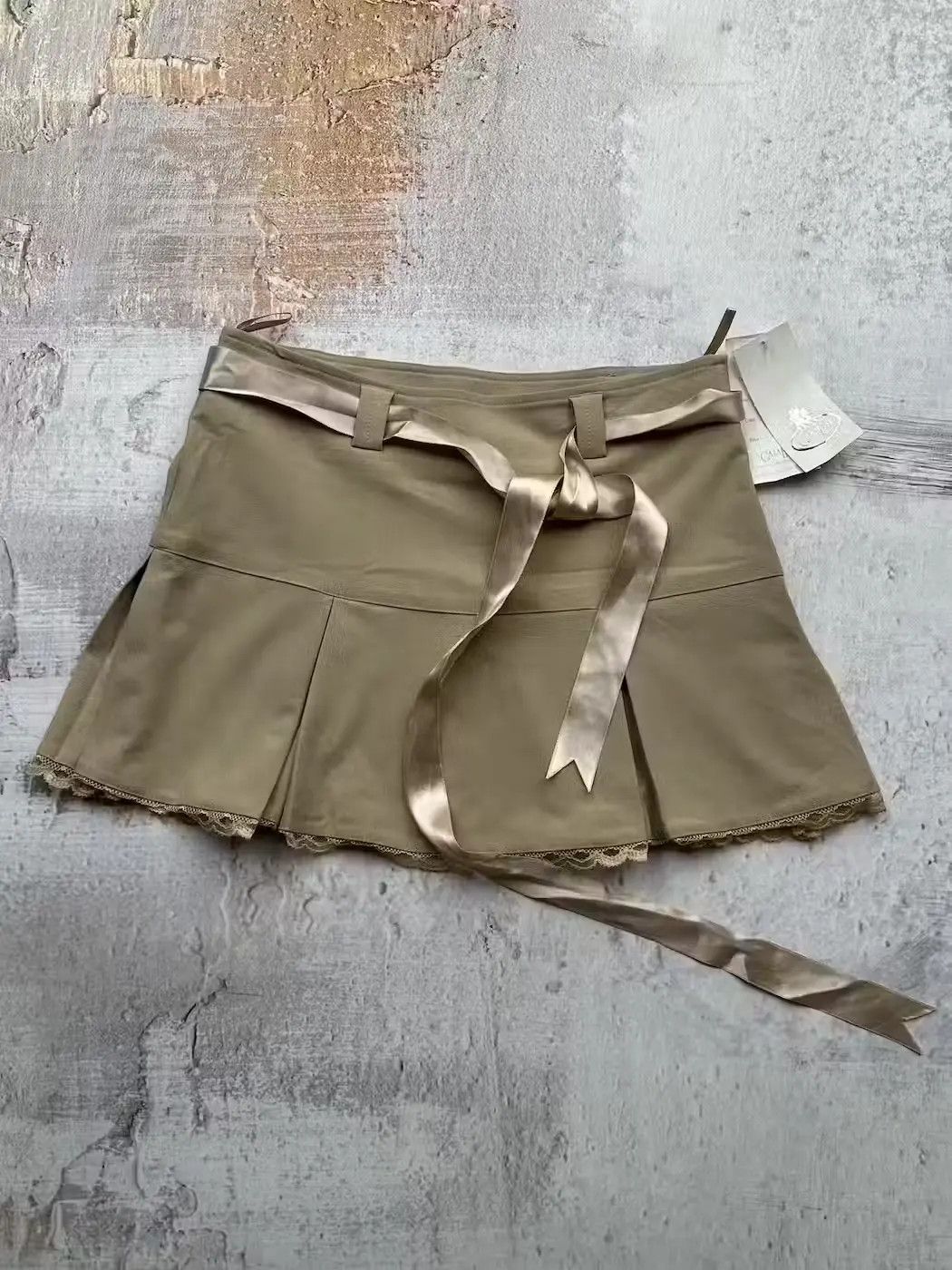 image of Avant Garde x Vintage Amazing Belt Mini Flare Skirt in Brown, Women's (Size 24)