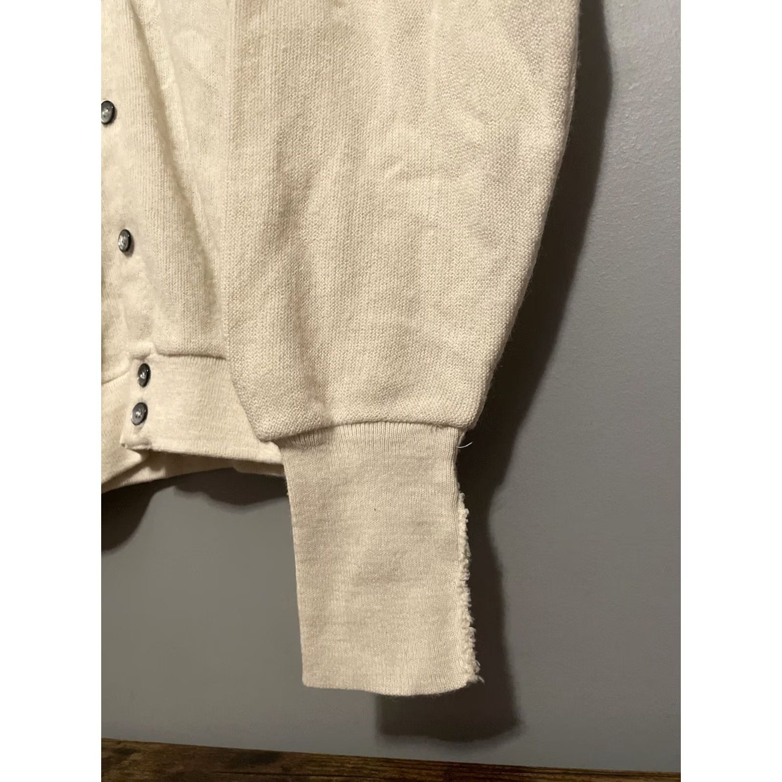 Lacoste VINTAGE Lacoste Izod Cardigan Sweater Gator Patch Knit V-Neck XL Beige Mens USA Size US XL / EU 56 / 4 - 5 Thumbnail