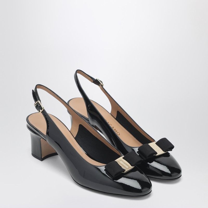 Ferragamo Black Vara Bow Slingback Shoes