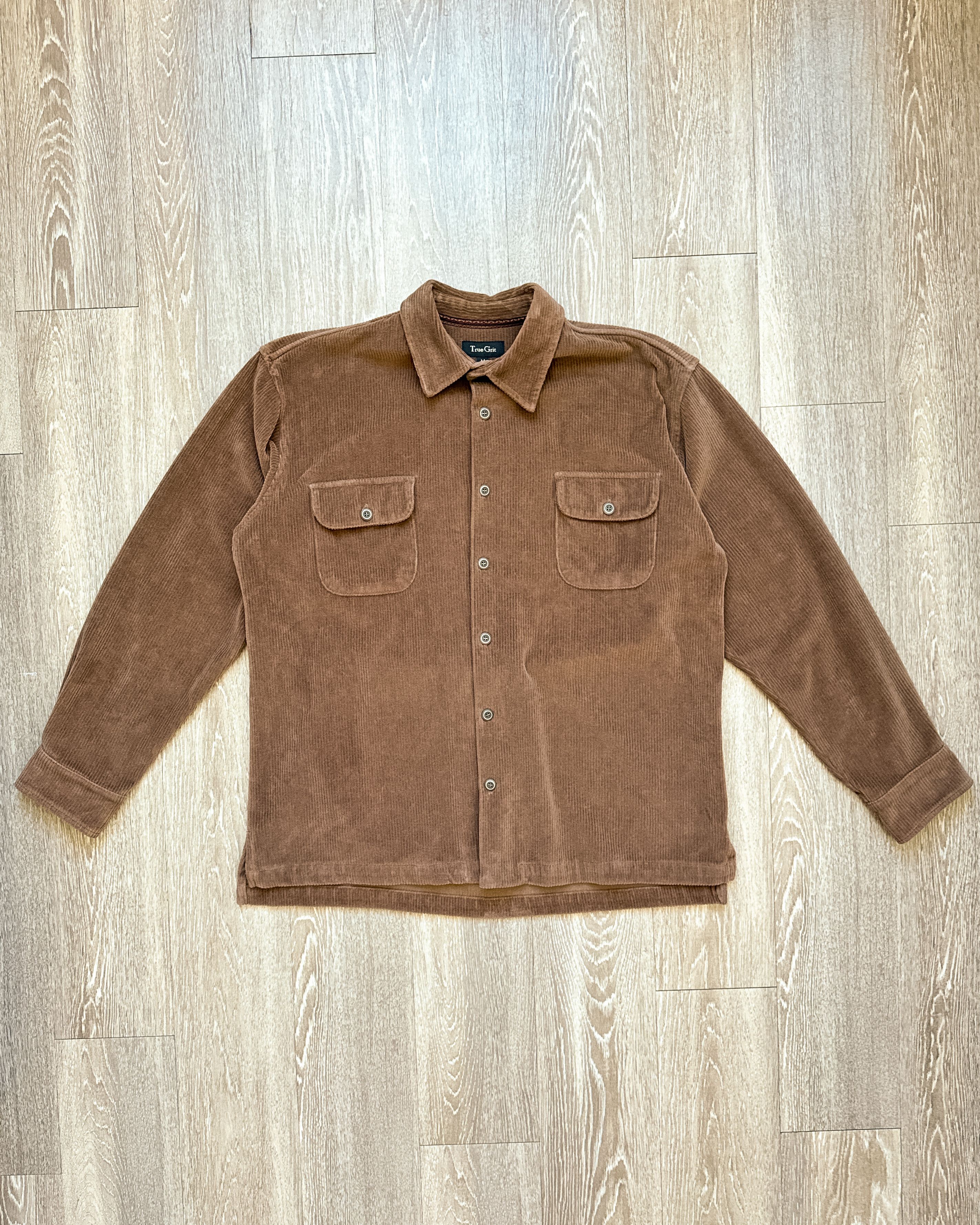 True Grit Dry Goods Brown Long Sleeve Shirt Men's L Corduroy