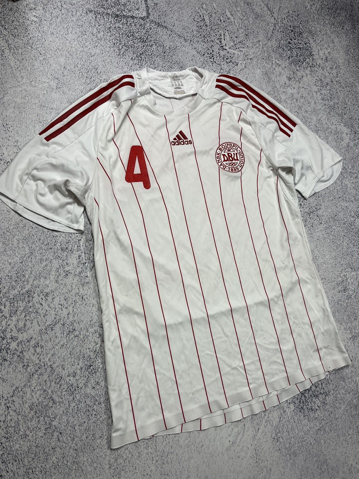 Adidas × Vintage Adidas Denmark 2008 #4 Agger Away Soccer Jersey Football Size US XL / EU 56 / 4 - 4 Thumbnail