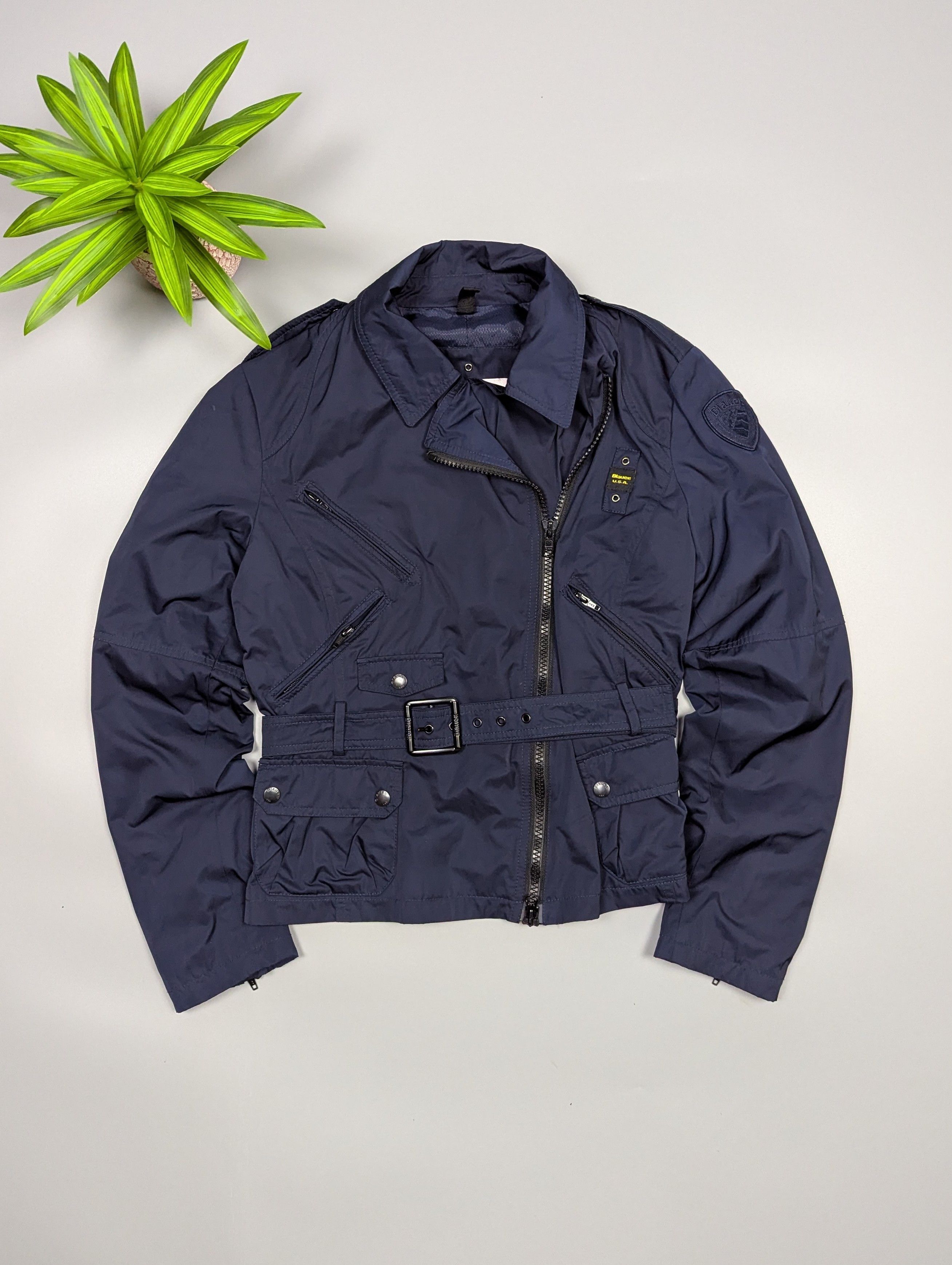 Vintage BLAUER USA Vintage Women Navy Blue Lightweight Belted Jacket Size M / US 6-8 / IT 42-44 - 1 Thumbnail