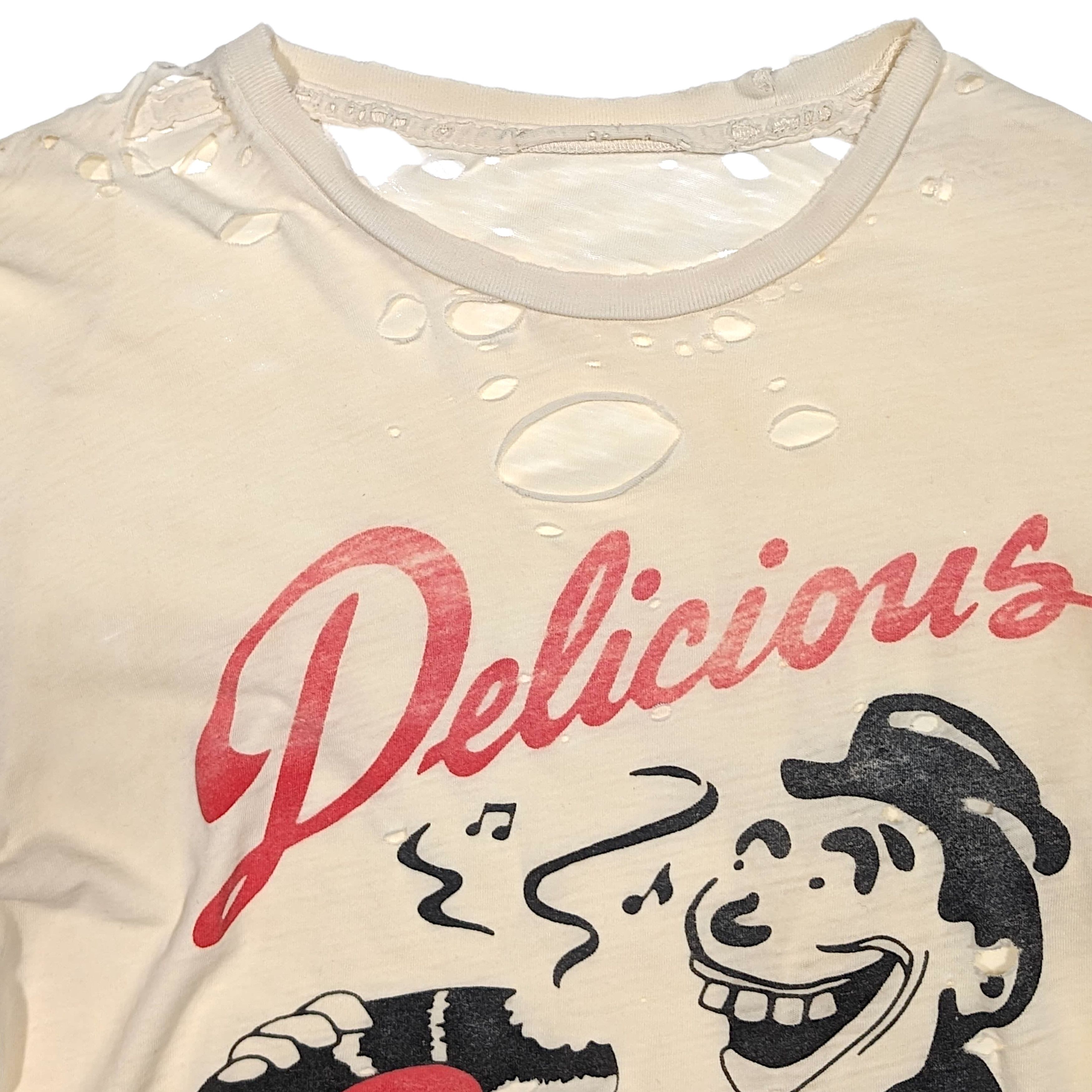 Vintage 80s Original Delicious Vinyl Logo Thrashed Band Promo Shirt Size US M / EU 48-50 / 2 - 3 Thumbnail
