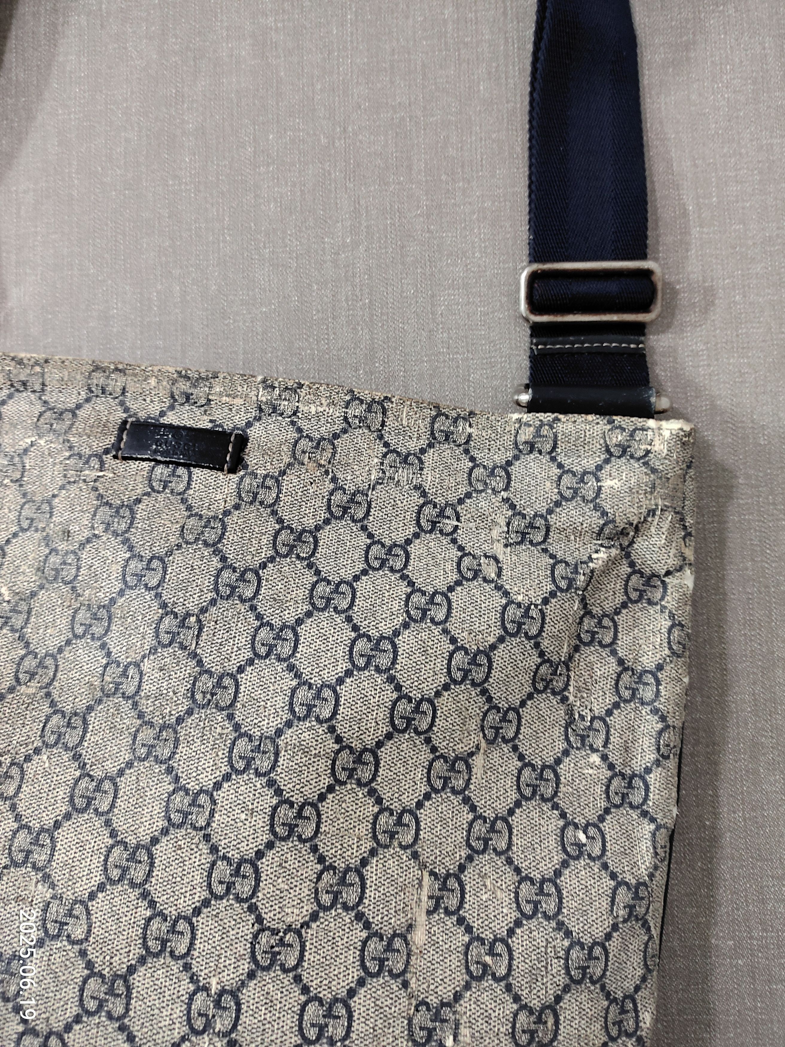 Gucci Gucci Blue Grey Gg Coated Canvas Large Messenger Bag Size ONE SIZE - 5 Thumbnail