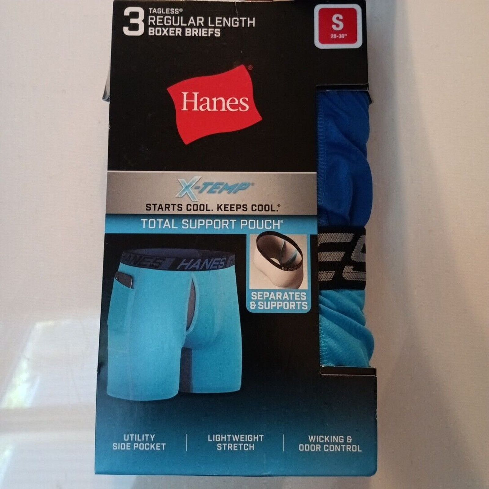 Hanes Hanes Men's X-Temp Boxer Briefs Support Pouch 3 Pk Small Size 28 - 1 Thumbnail