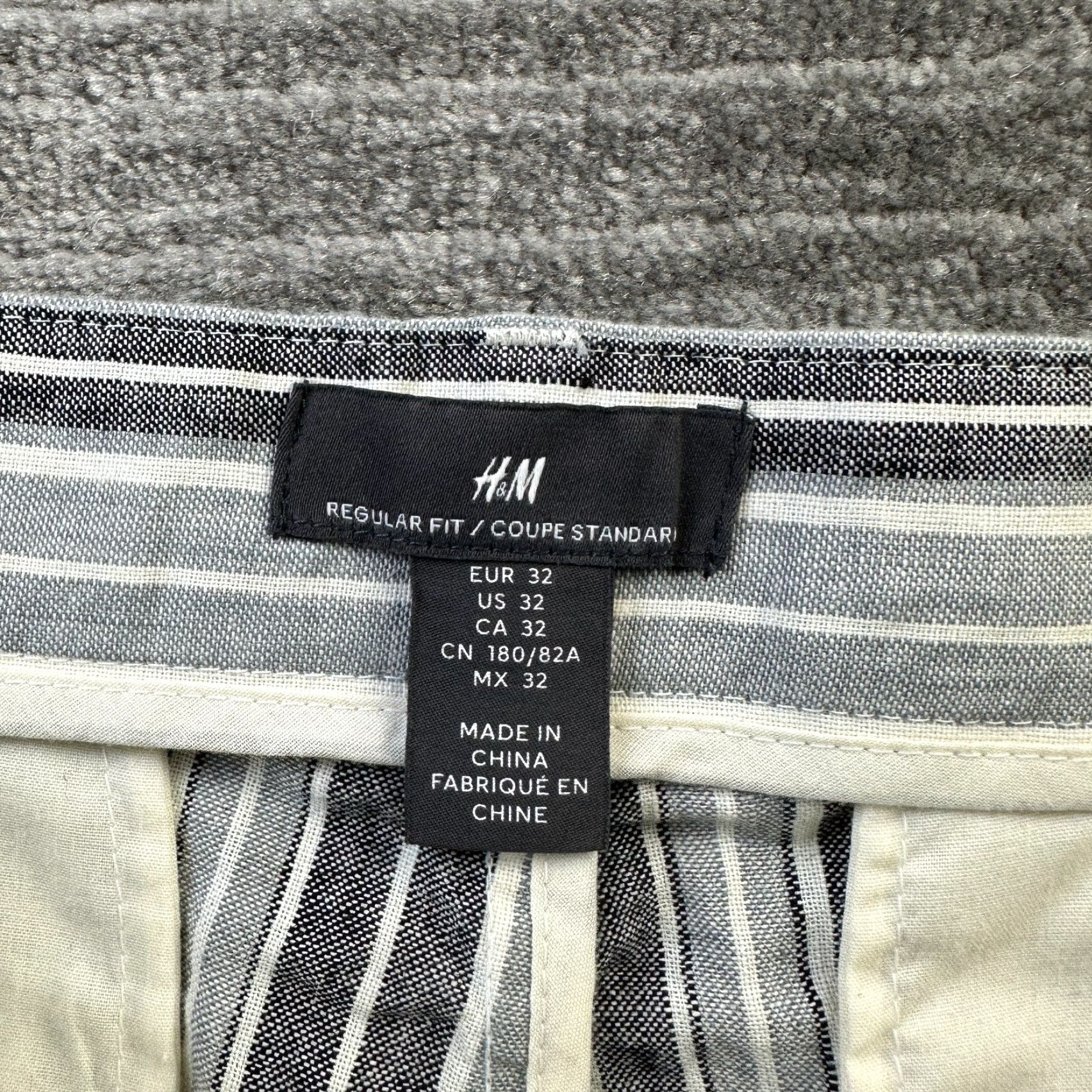 H&M H&M Shorts Mens 32 Gray Linen Blend Striped Preppy 5" Chino Pocket Drawstring Pockets Casual Summer Spring Beach 90s Mens Size US 32 / EU 48 - 3 Thumbnail