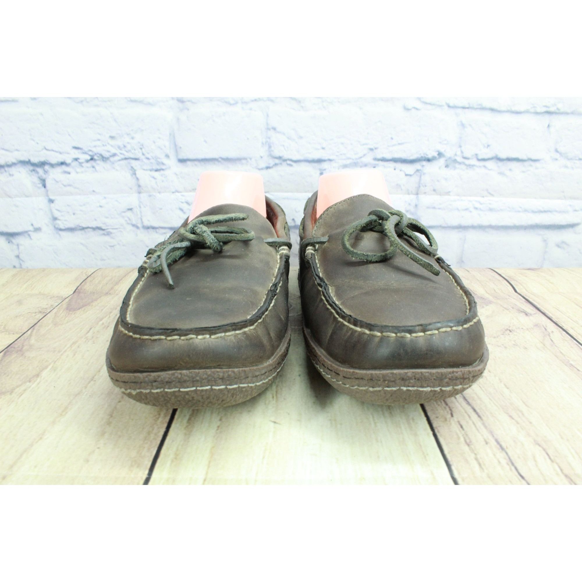 L.L. Bean × Leather LL Bean Leather Flannel Lined Handsewn Moccasin Slippers Size US 10 / EU 43 - 4 Thumbnail