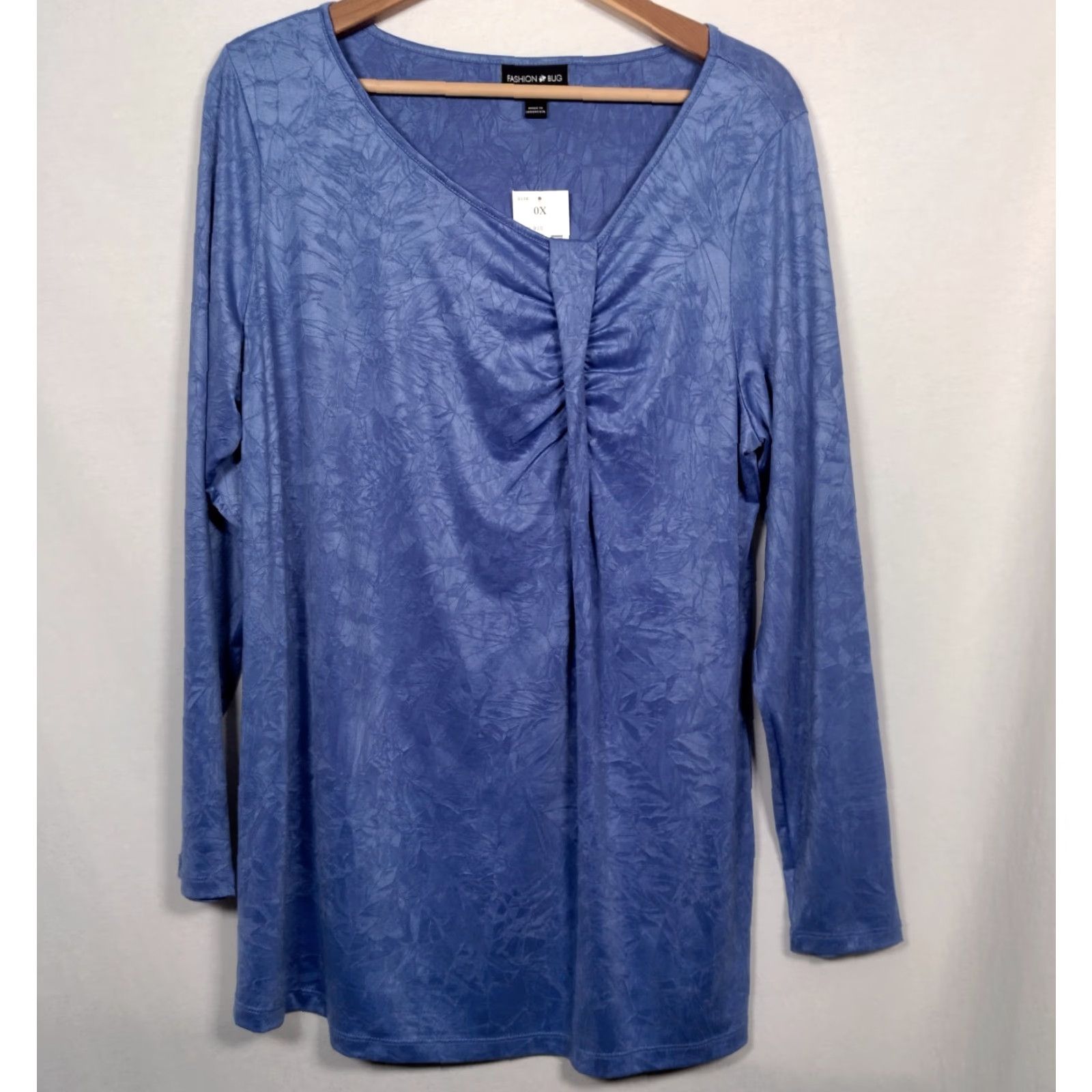 Vintage VINTAGE Fashion Bug Tunic Shirt 0X Womens Plus Long Sleeve Pullover Crinkle Stretch Polyester Blue Purple NOS Y2K Size XL / US 12-14 / IT 48-50 - 2 Thumbnail